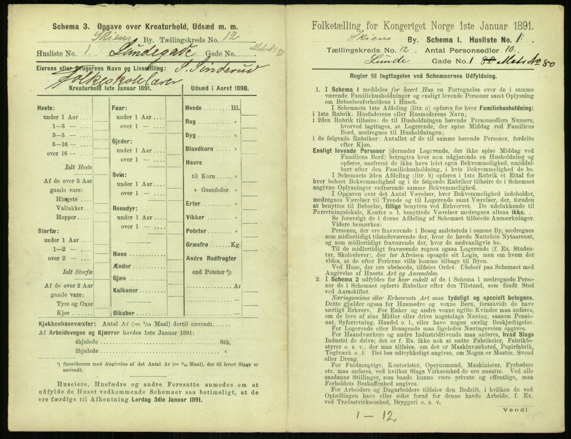 RA, 1891 census for 0806 Skien, 1891, p. 470