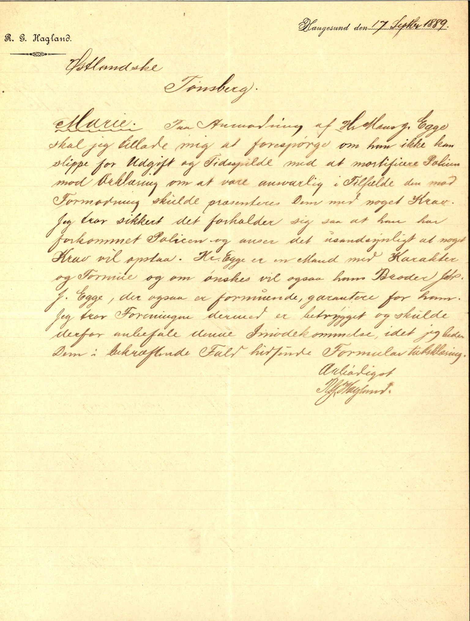 Pa 63 - Østlandske skibsassuranceforening, VEMU/A-1079/G/Ga/L0022/0008: Havaridokumenter / Magna av Haugesund, Marie, Mars, Mary, Mizpa, 1888, p. 39