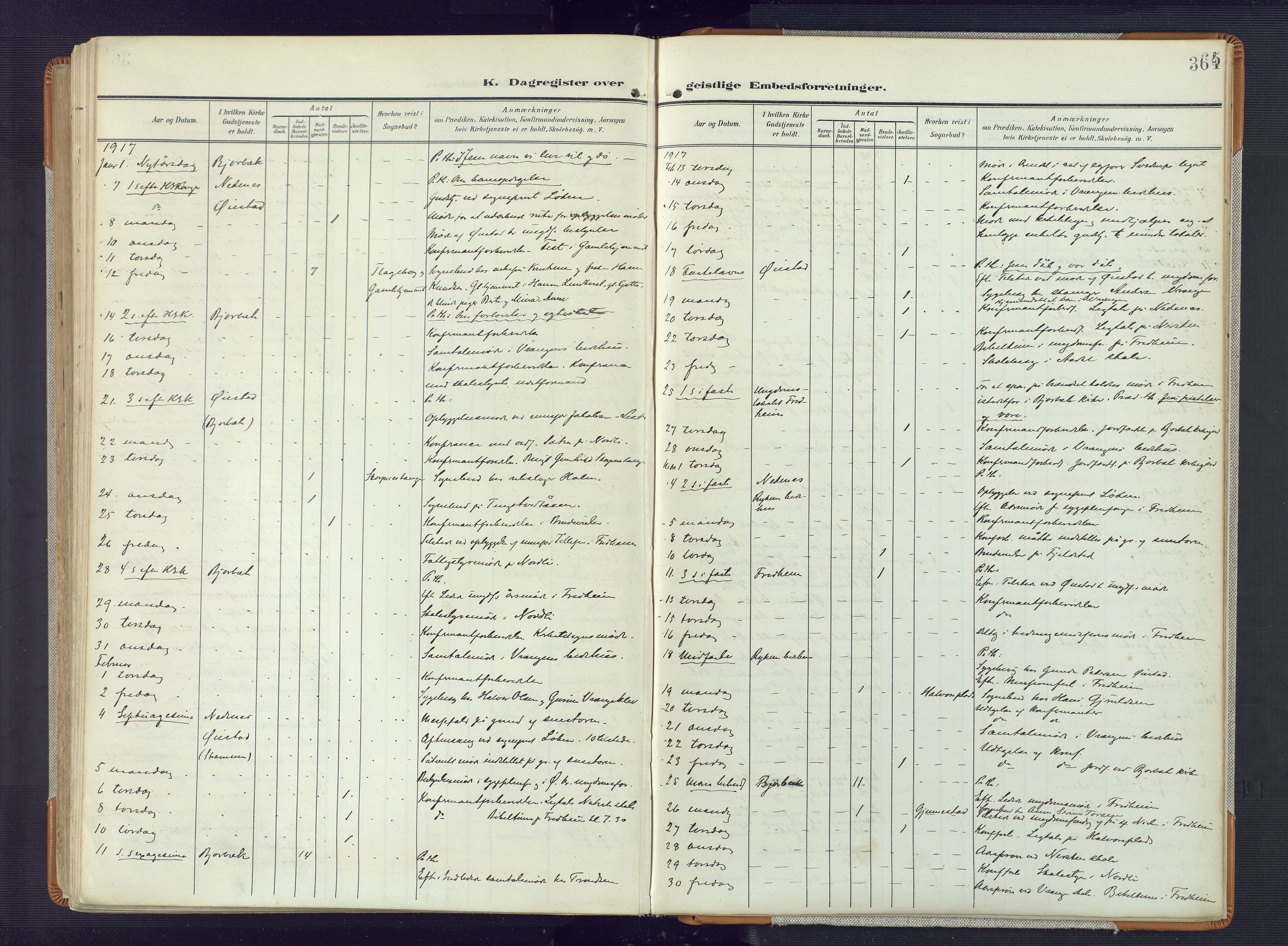 Øyestad sokneprestkontor, AV/SAK-1111-0049/F/Fa/L0019: Parish register (official) no. A 19, 1908-1922, p. 364