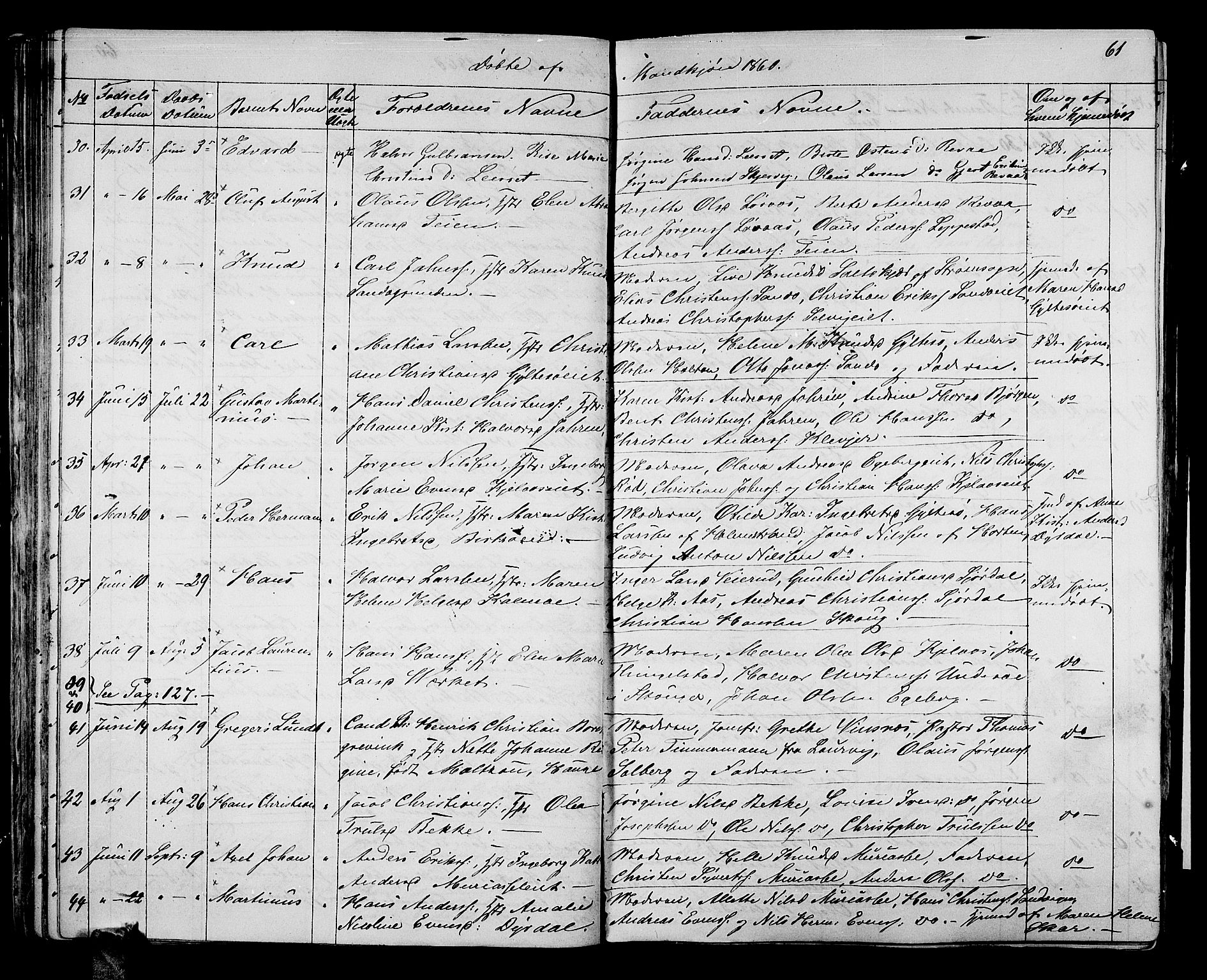 Sande Kirkebøker, AV/SAKO-A-53/G/Ga/L0002: Parish register (copy) no. 2, 1847-1863, p. 61