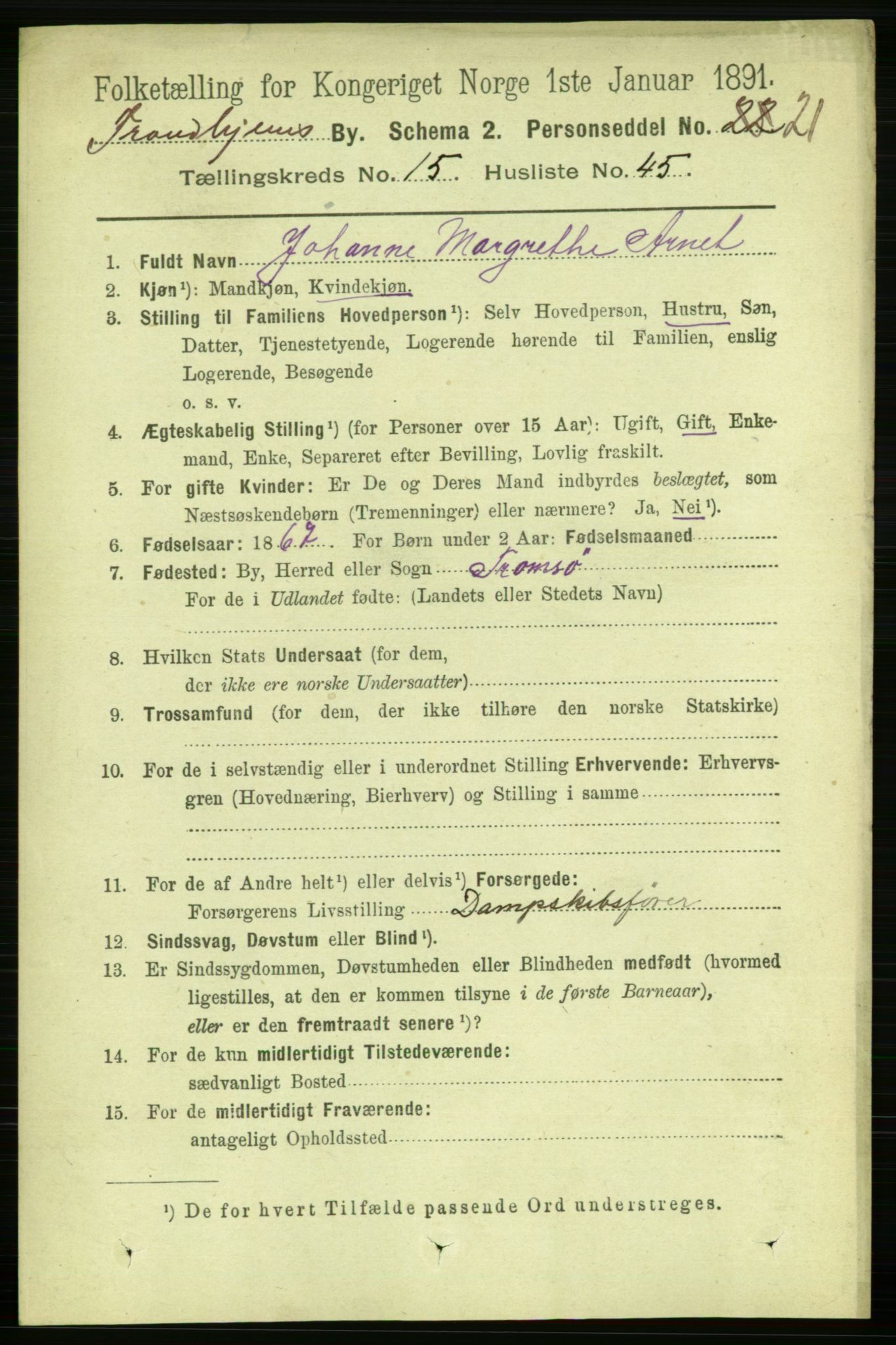 RA, 1891 census for 1601 Trondheim, 1891, p. 12186