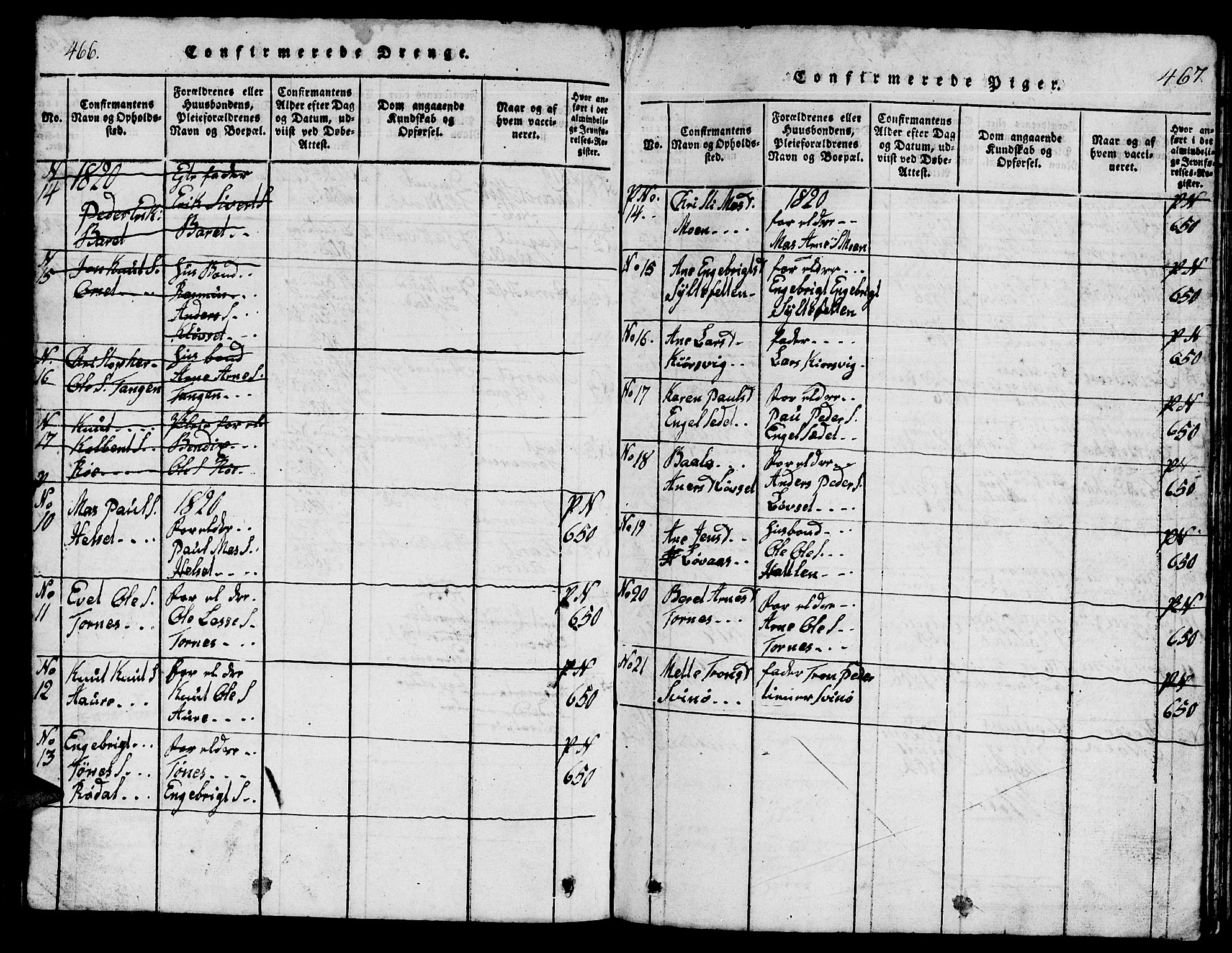 Ministerialprotokoller, klokkerbøker og fødselsregistre - Møre og Romsdal, SAT/A-1454/565/L0752: Parish register (copy) no. 565C01, 1817-1844, p. 466-467