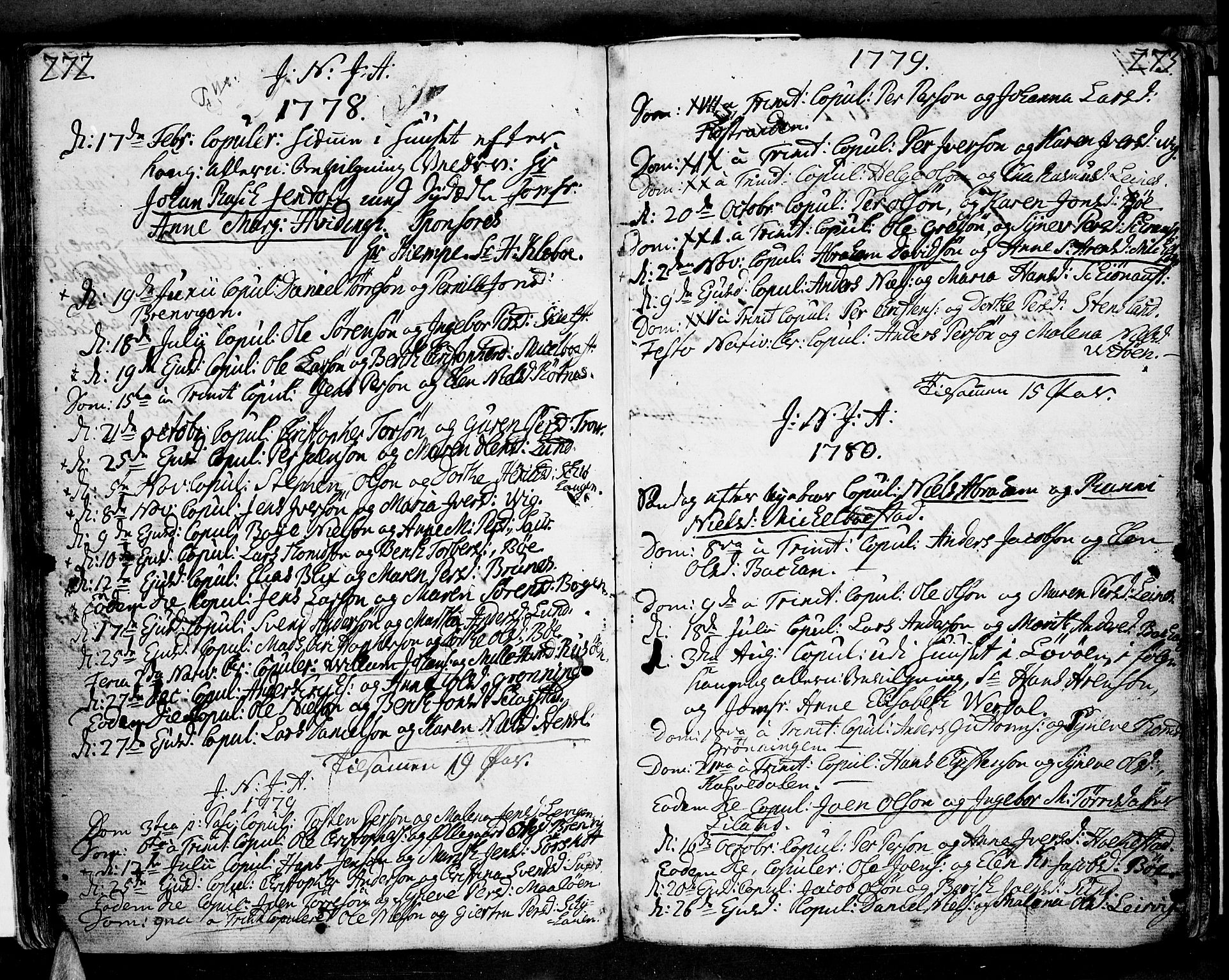 Ministerialprotokoller, klokkerbøker og fødselsregistre - Nordland, SAT/A-1459/855/L0796: Parish register (official) no. 855A04, 1776-1813, p. 272-273