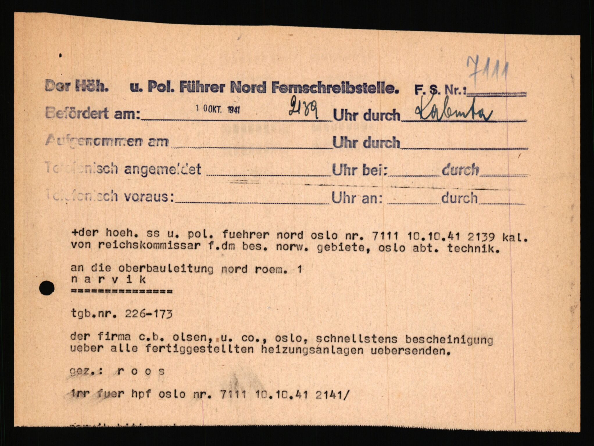 Tyske arkiver, Organisation Todt (OT), Einsatzgruppe Wiking, AV/RA-RAFA-2188/2/B/Bb/L0006: Korrespondanse med Kriegsmarine, 1940-1941, p. 23