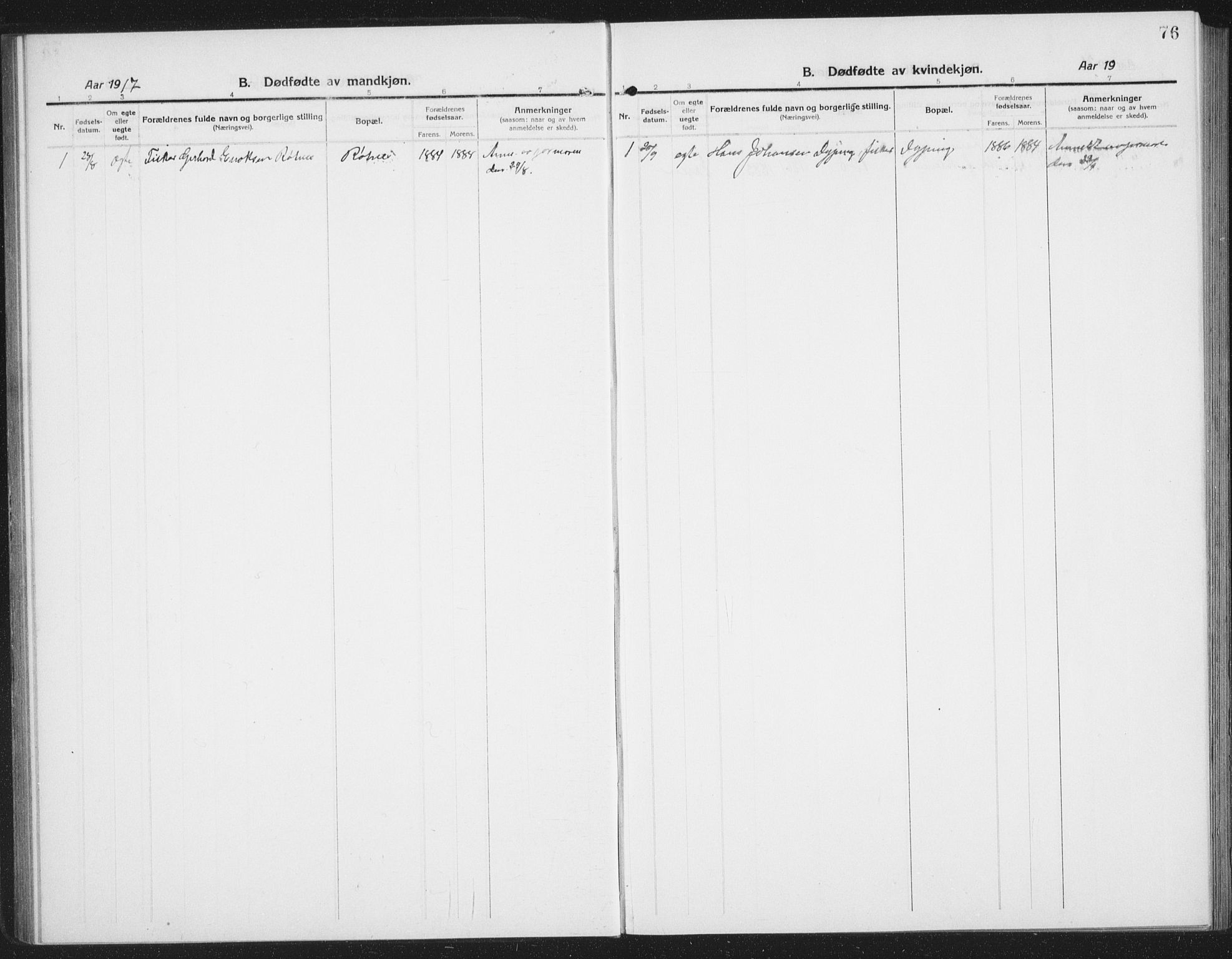 Ministerialprotokoller, klokkerbøker og fødselsregistre - Nordland, AV/SAT-A-1459/855/L0817: Parish register (copy) no. 855C06, 1917-1934, p. 76