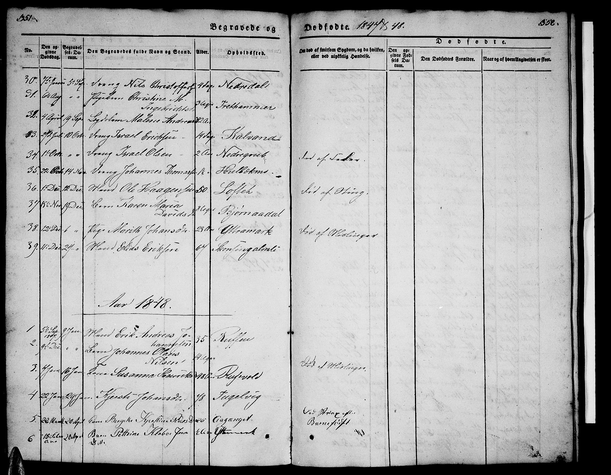 Ministerialprotokoller, klokkerbøker og fødselsregistre - Nordland, SAT/A-1459/827/L0413: Parish register (copy) no. 827C02, 1842-1852, p. 351-352