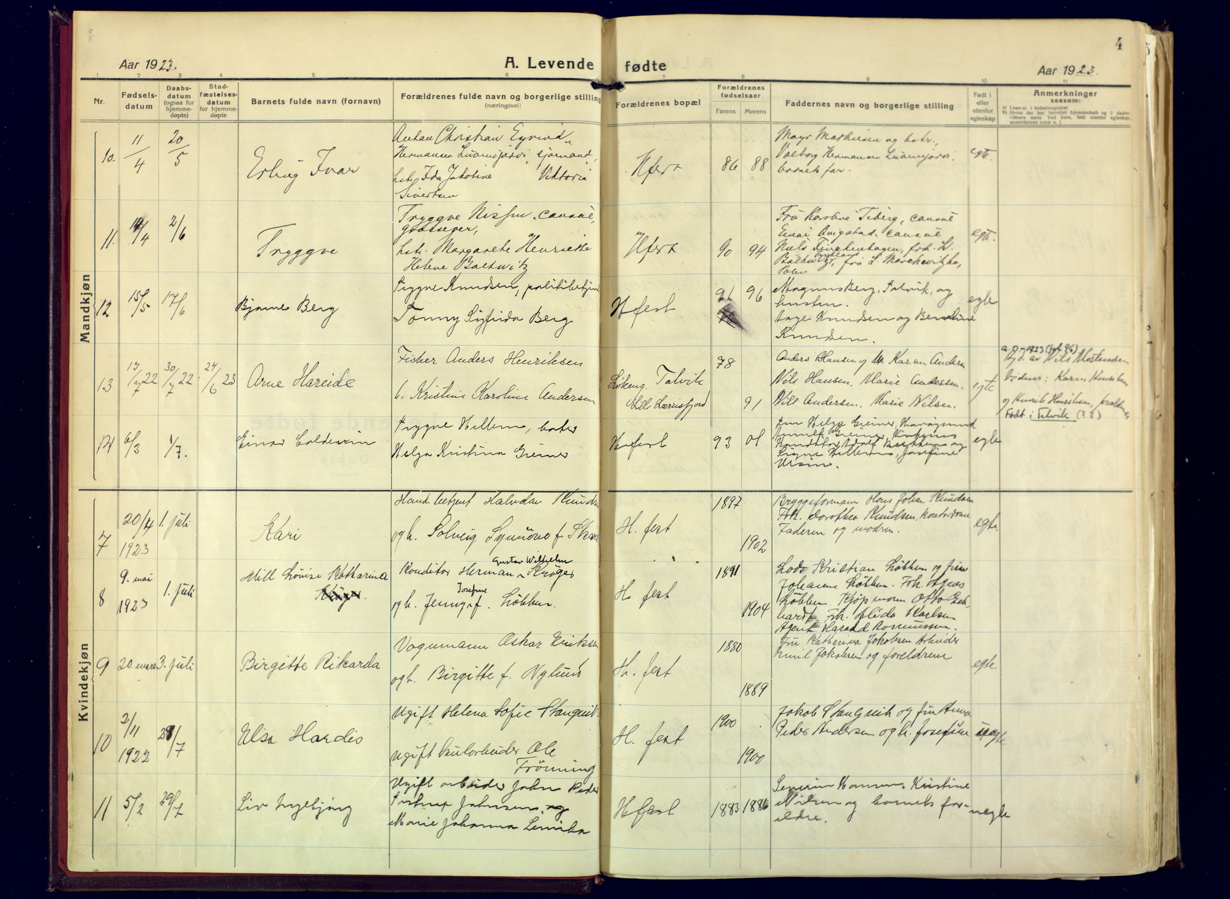 Hammerfest sokneprestkontor, SATØ/S-1347: Parish register (official) no. 17, 1923-1933, p. 4