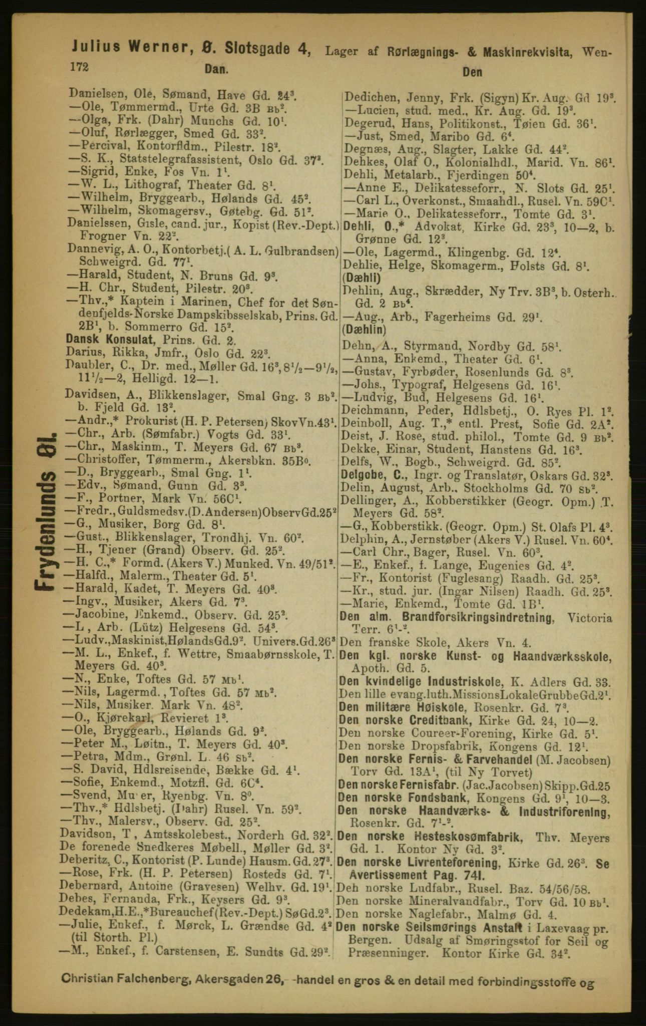 Kristiania/Oslo adressebok, PUBL/-, 1891, p. 172