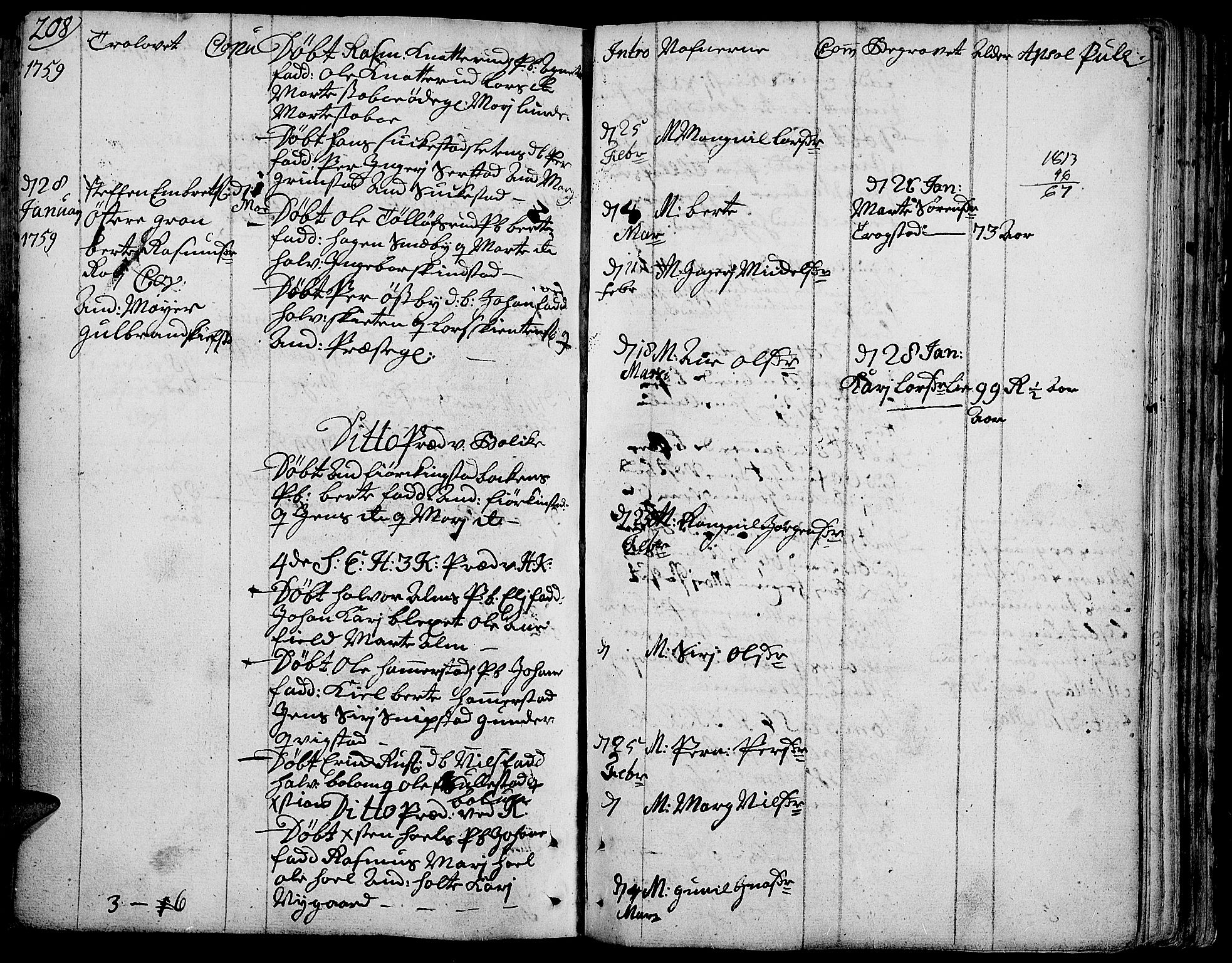 Toten prestekontor, SAH/PREST-102/H/Ha/Haa/L0004: Parish register (official) no. 4, 1751-1761, p. 208