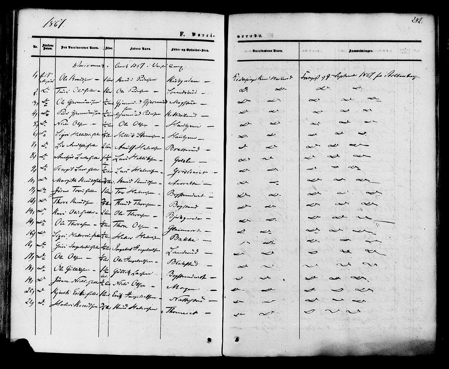 Rollag kirkebøker, SAKO/A-240/F/Fa/L0009: Parish register (official) no. I 9, 1860-1874, p. 292