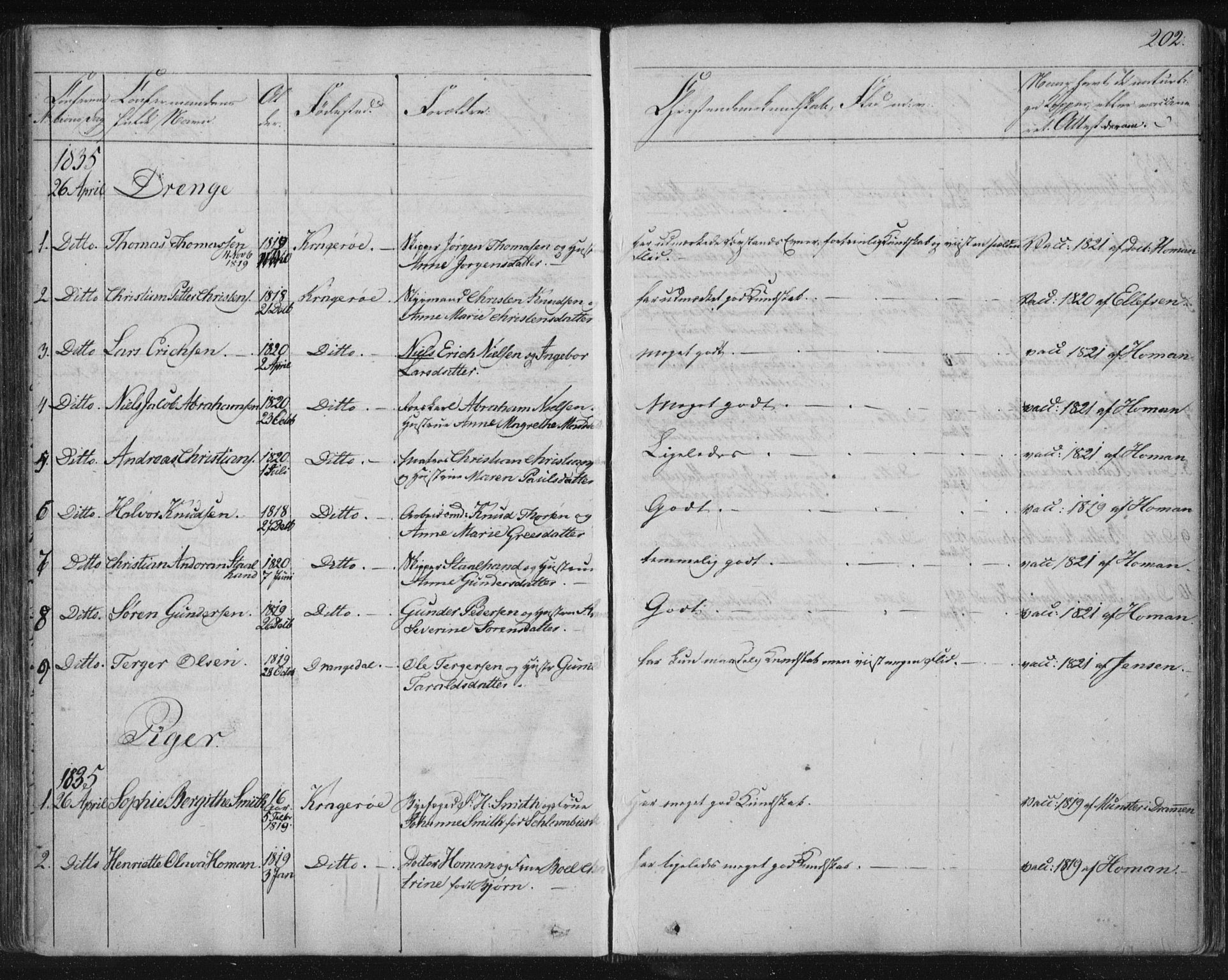 Kragerø kirkebøker, SAKO/A-278/F/Fa/L0005: Parish register (official) no. 5, 1832-1847, p. 202