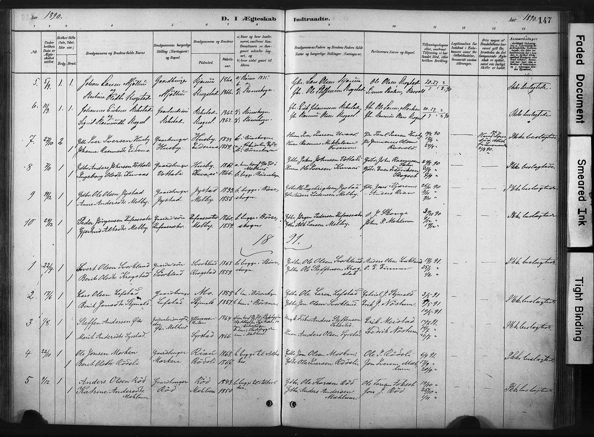 Ministerialprotokoller, klokkerbøker og fødselsregistre - Sør-Trøndelag, SAT/A-1456/667/L0795: Parish register (official) no. 667A03, 1879-1907, p. 147