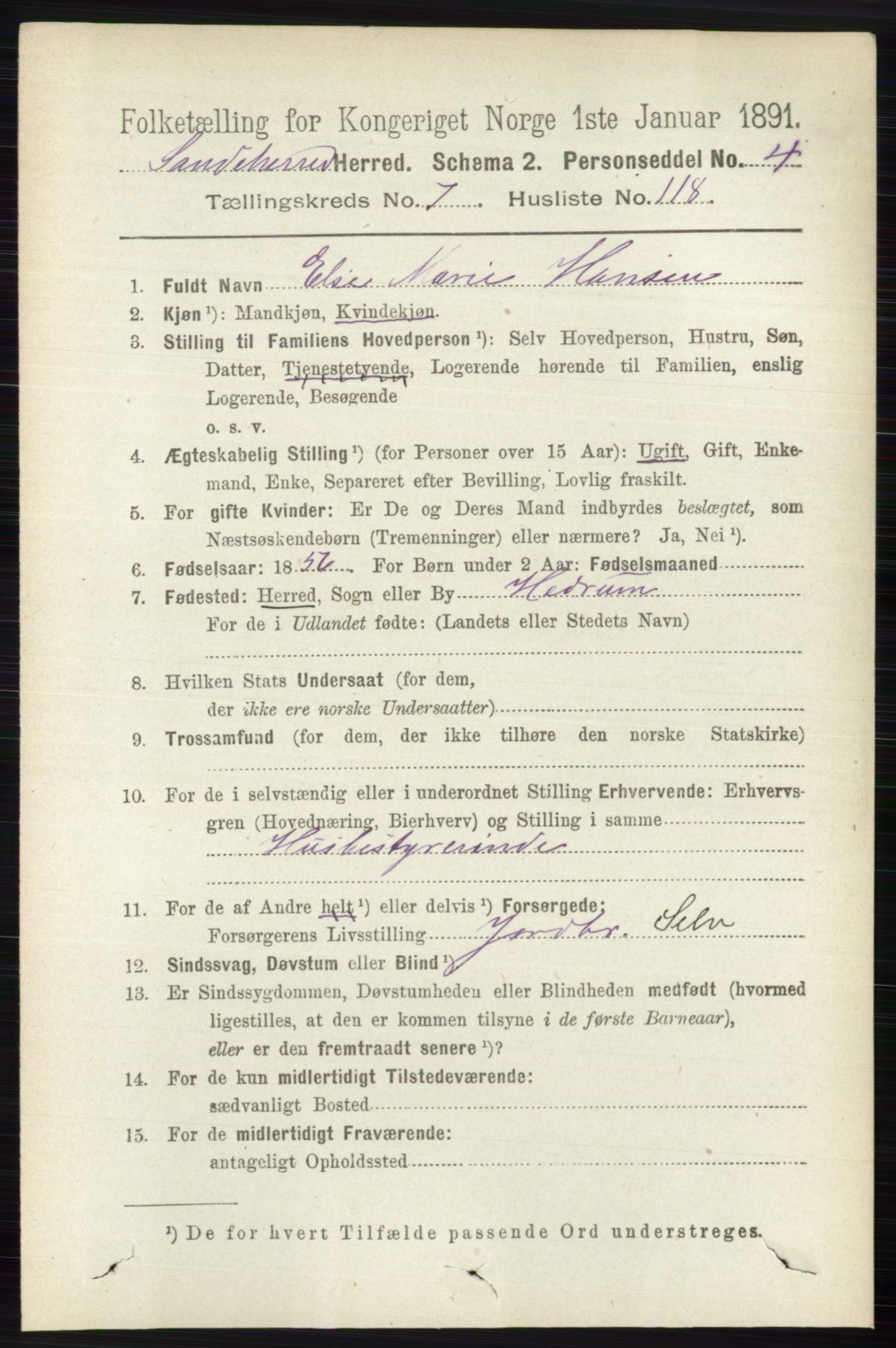 RA, 1891 census for 0724 Sandeherred, 1891, p. 4699