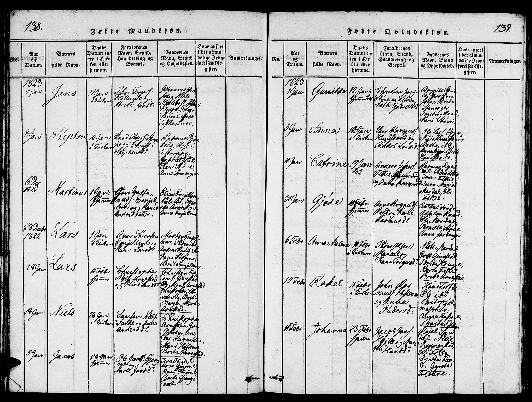 Gloppen sokneprestembete, AV/SAB-A-80101/H/Hab/Haba/L0001: Parish register (copy) no. A 1, 1816-1827, p. 138-139