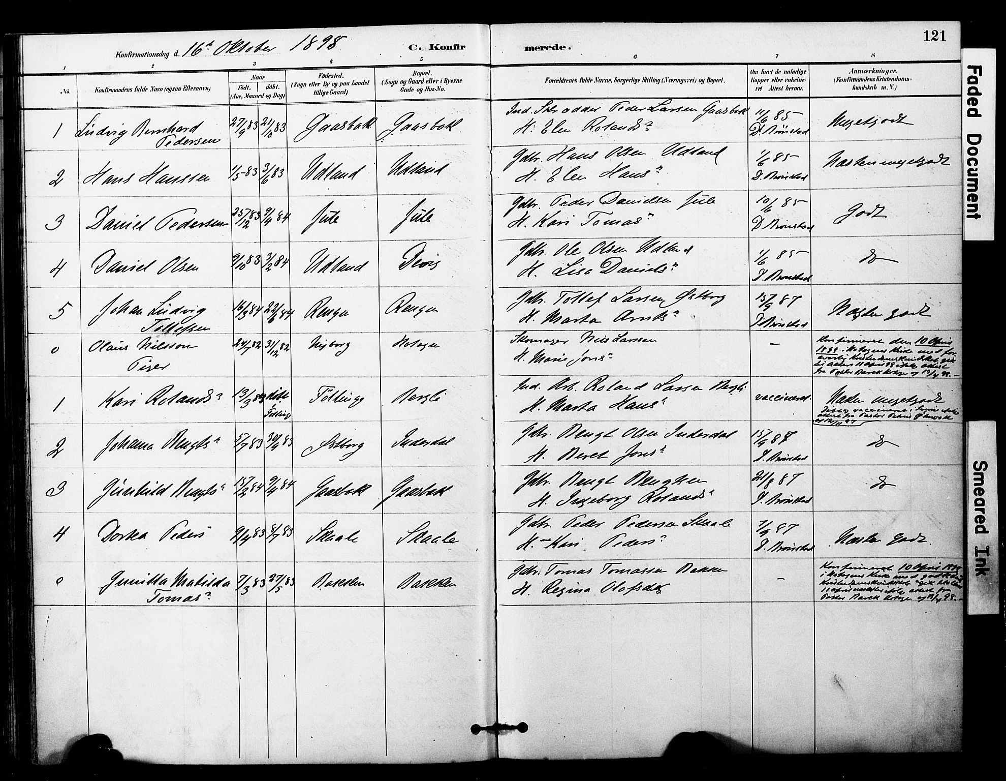 Ministerialprotokoller, klokkerbøker og fødselsregistre - Nord-Trøndelag, SAT/A-1458/757/L0505: Parish register (official) no. 757A01, 1882-1904, p. 121