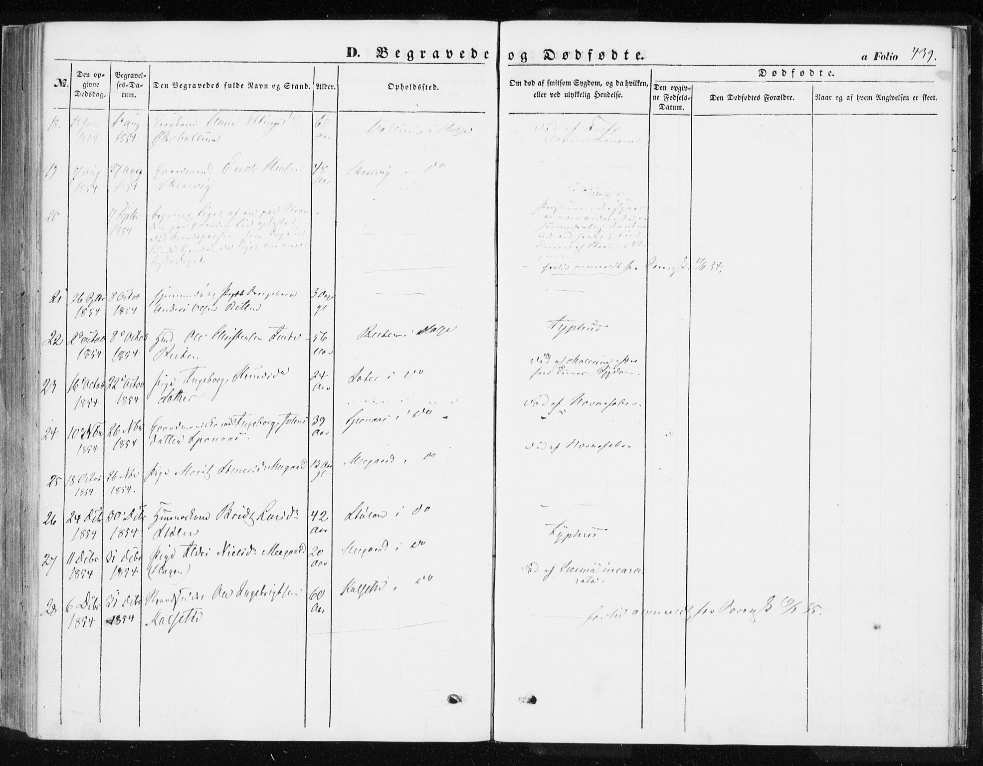 Ministerialprotokoller, klokkerbøker og fødselsregistre - Møre og Romsdal, AV/SAT-A-1454/576/L0883: Parish register (official) no. 576A01, 1849-1865, p. 439