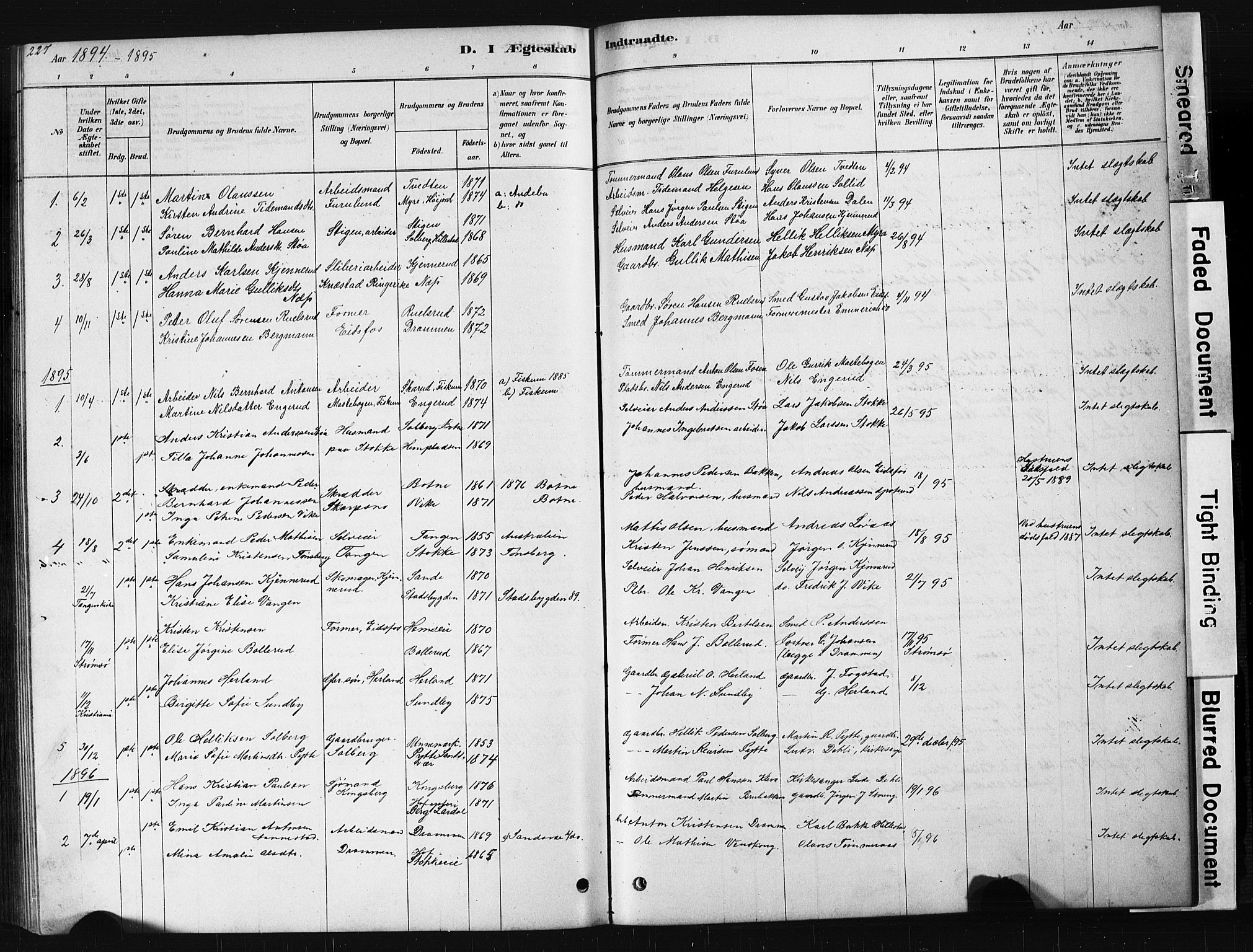 Hof kirkebøker, AV/SAKO-A-64/G/Ga/L0004: Parish register (copy) no. I 4, 1878-1930, p. 227