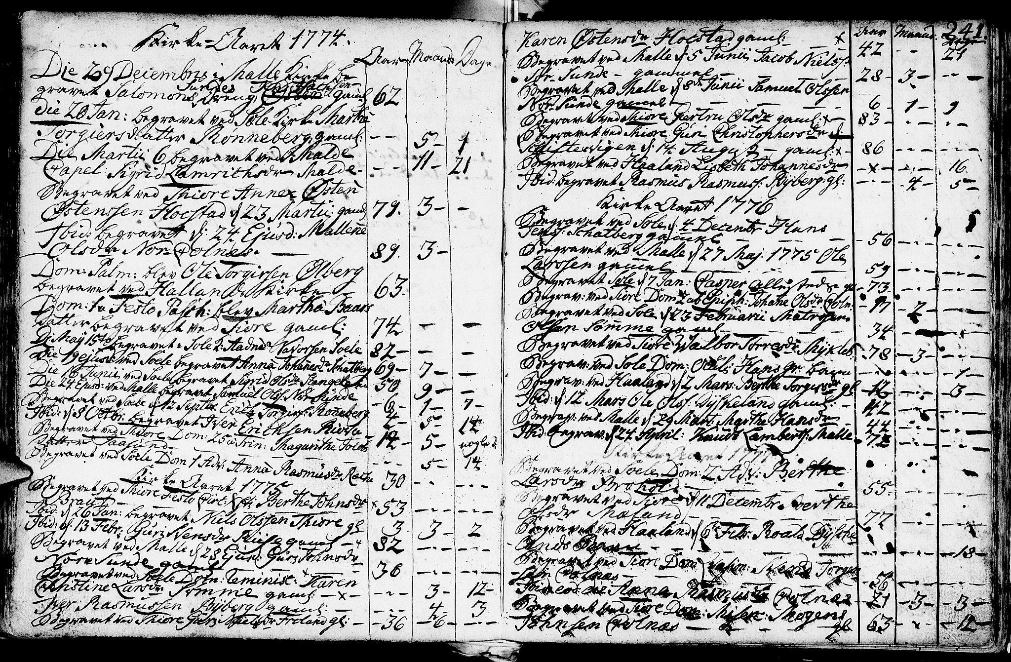 Håland sokneprestkontor, AV/SAST-A-101802/001/30BA/L0002: Parish register (official) no. A 2, 1722-1794, p. 241