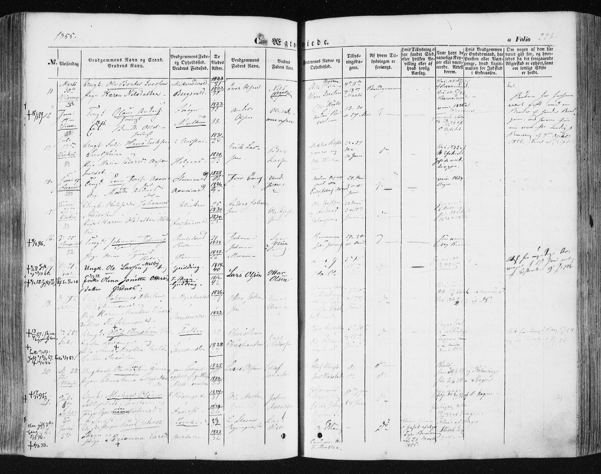 Ministerialprotokoller, klokkerbøker og fødselsregistre - Nord-Trøndelag, AV/SAT-A-1458/723/L0240: Parish register (official) no. 723A09, 1852-1860, p. 226