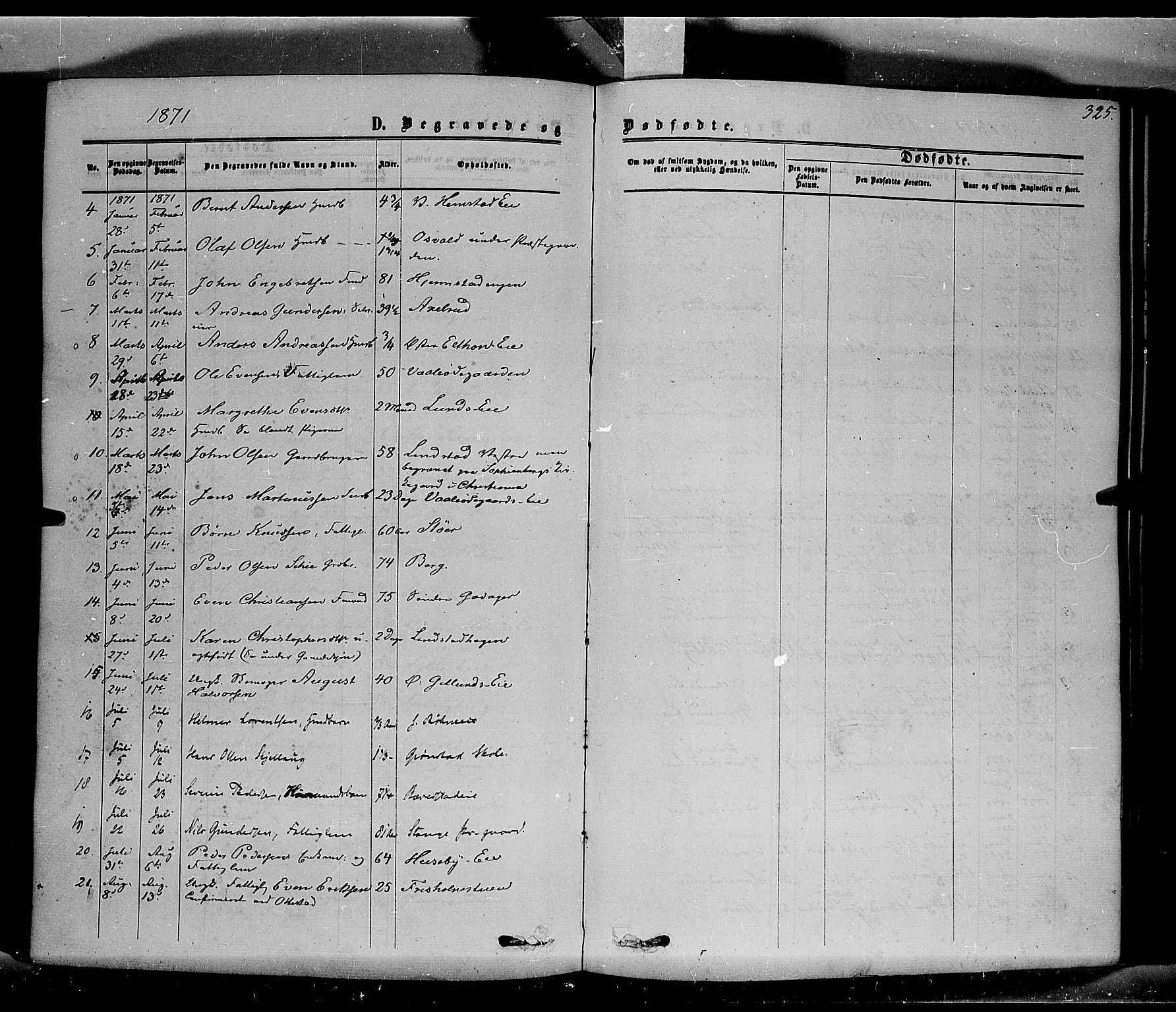 Stange prestekontor, SAH/PREST-002/K/L0013: Parish register (official) no. 13, 1862-1879, p. 325