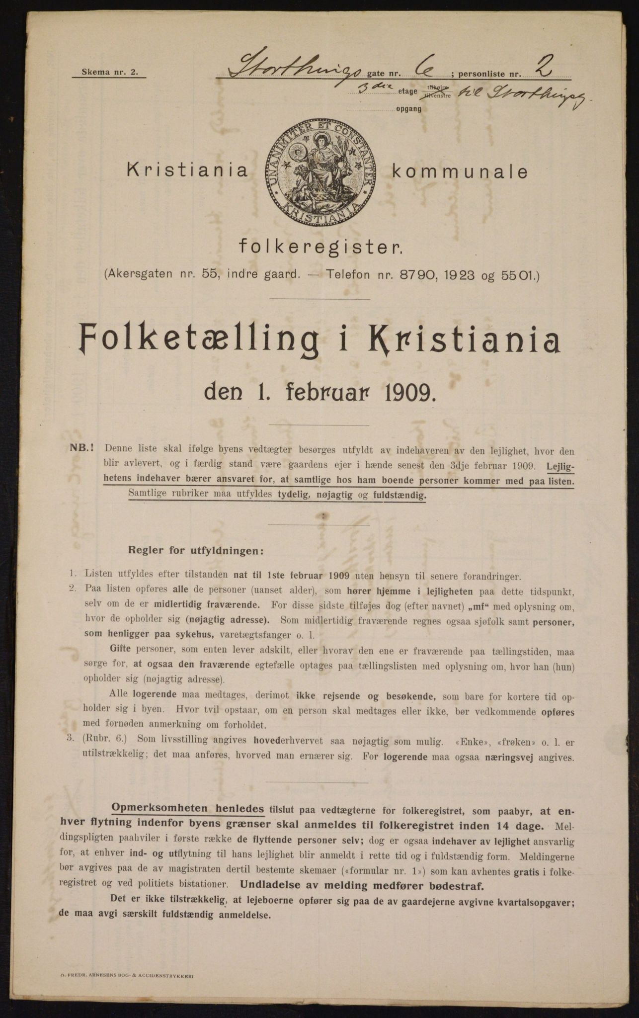 OBA, Municipal Census 1909 for Kristiania, 1909, p. 93597