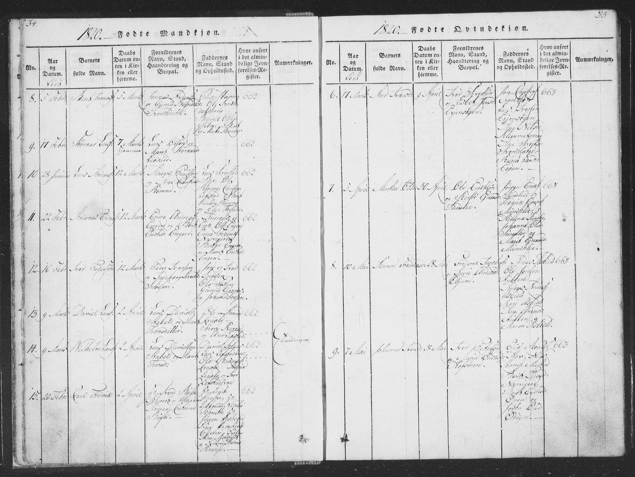 Ministerialprotokoller, klokkerbøker og fødselsregistre - Sør-Trøndelag, SAT/A-1456/668/L0816: Parish register (copy) no. 668C05, 1816-1893, p. 34-35