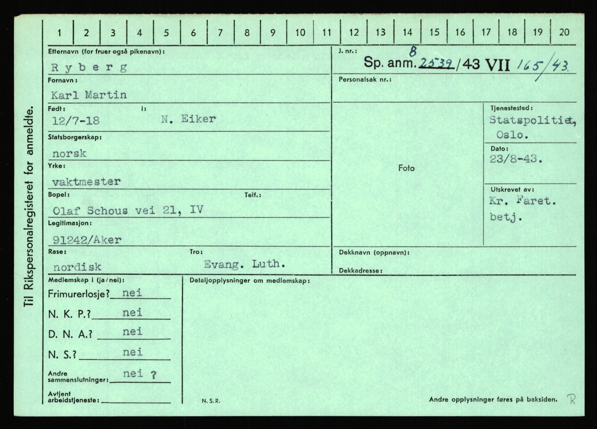 Statspolitiet - Hovedkontoret / Osloavdelingen, AV/RA-S-1329/C/Ca/L0013: Raa - Servold, 1943-1945, p. 2426