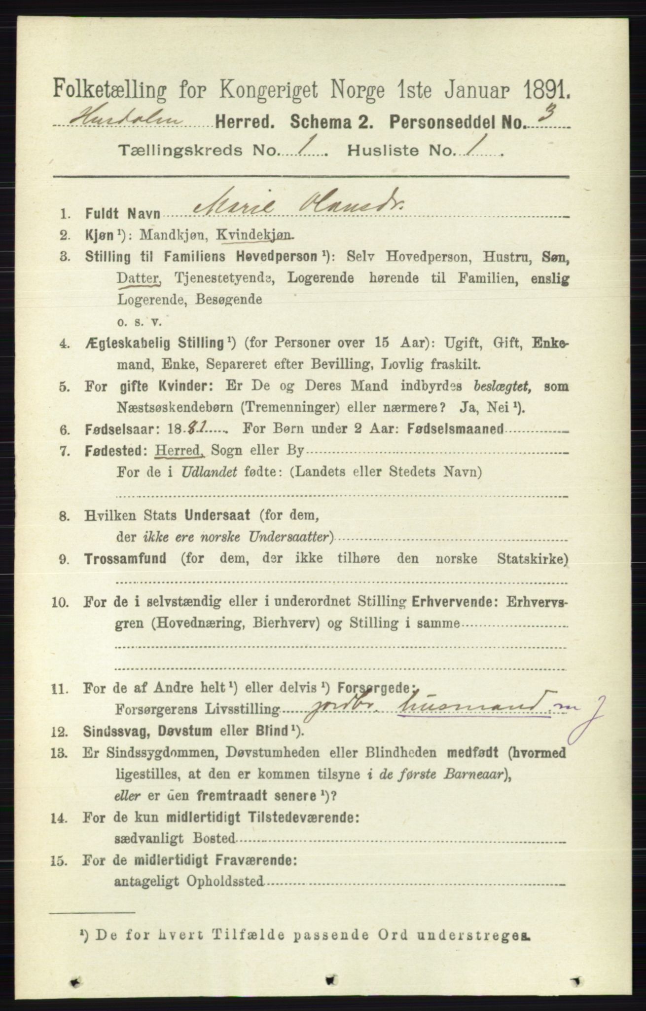 RA, 1891 census for 0239 Hurdal, 1891, p. 80