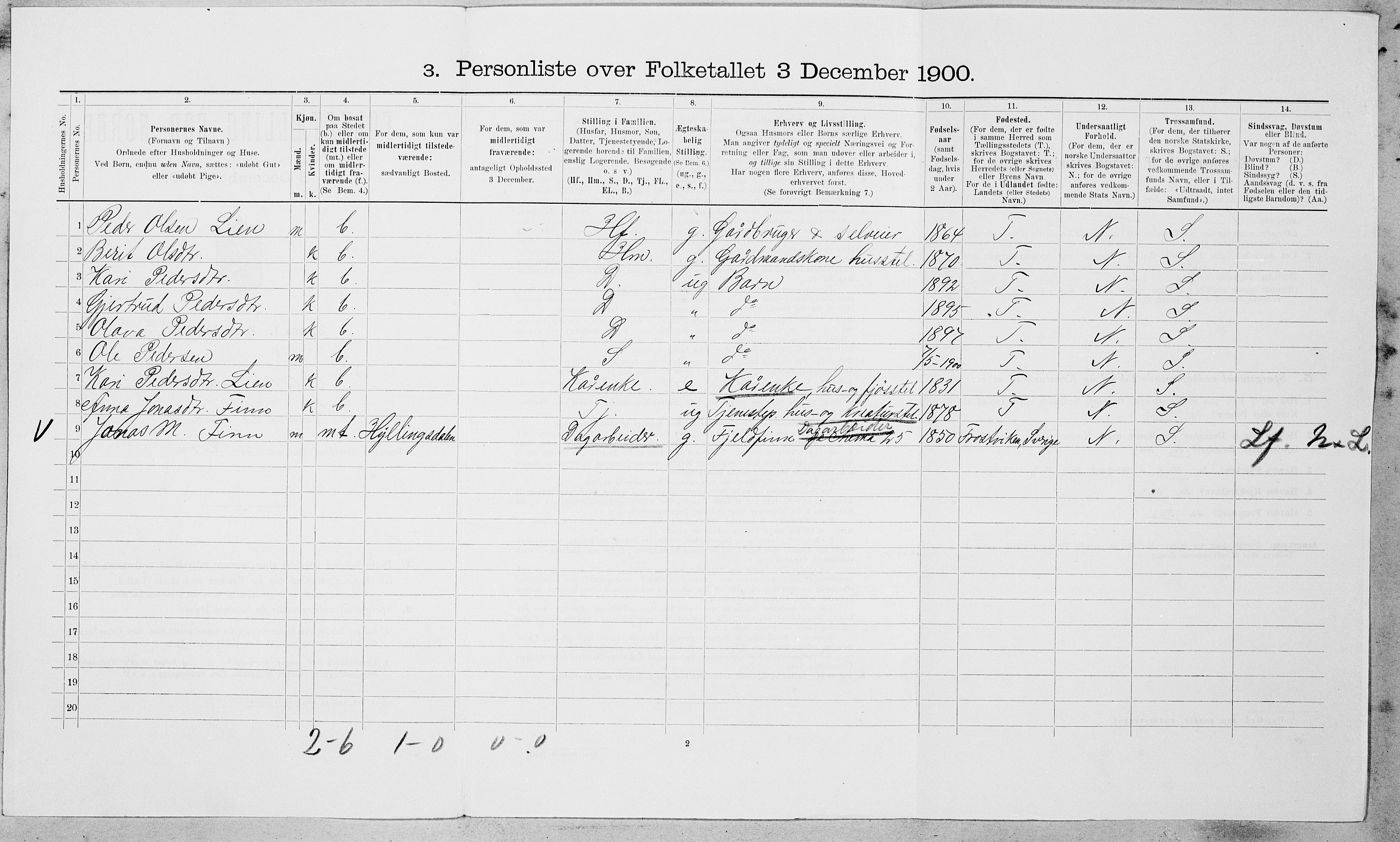 SAT, 1900 census for Røros, 1900, p. 1337