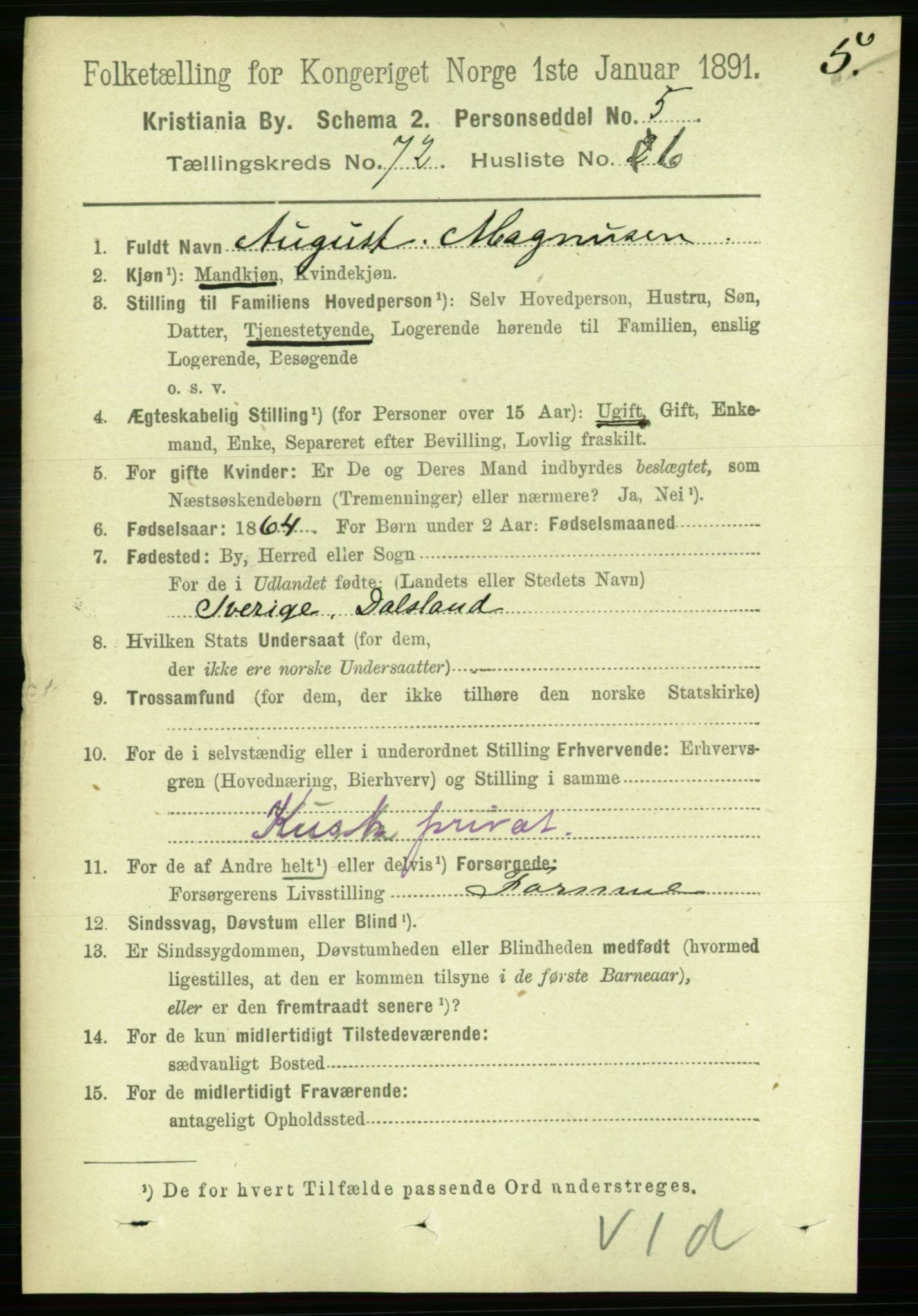 RA, 1891 census for 0301 Kristiania, 1891, p. 39285