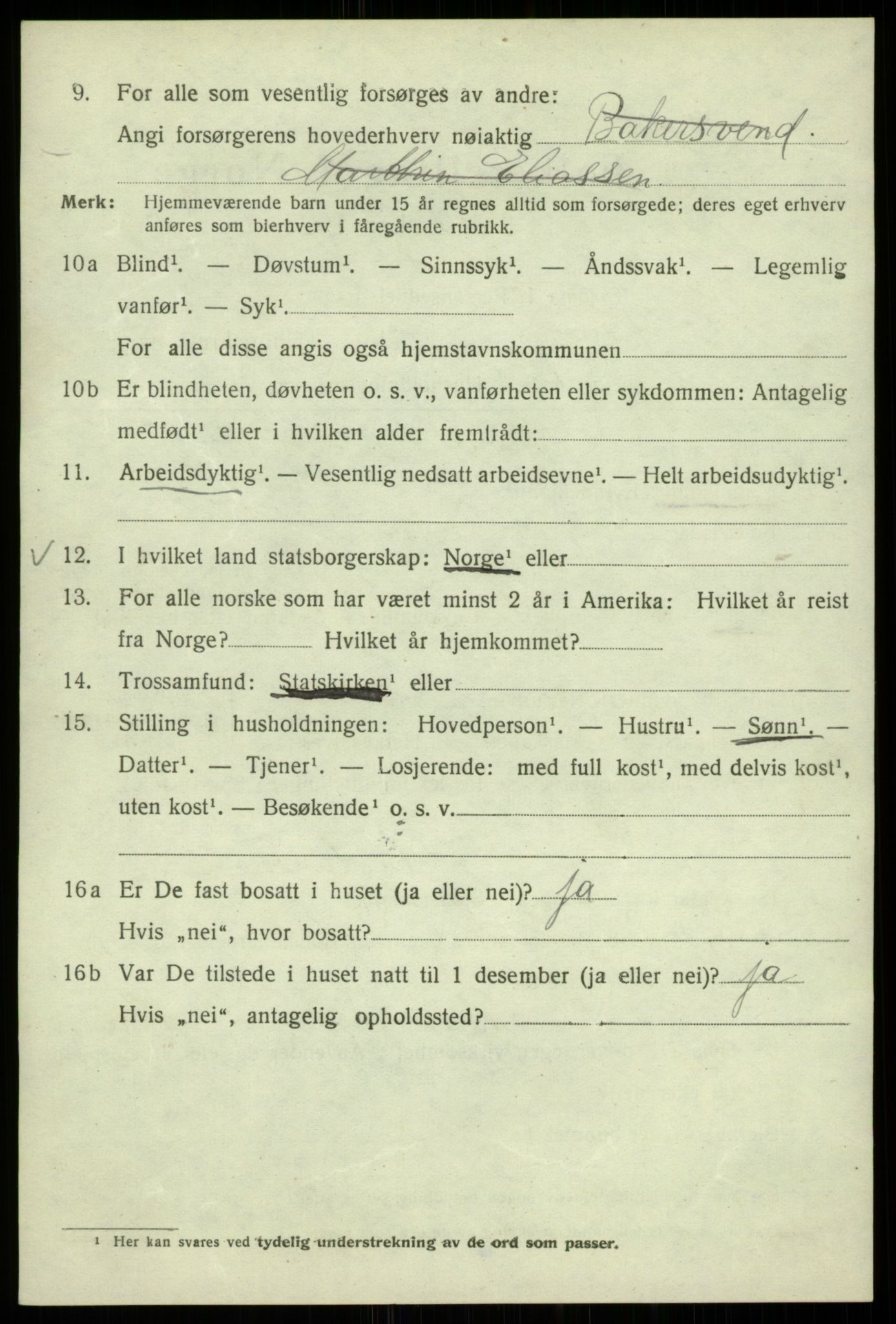 SAB, 1920 census for Bergen, 1920, p. 63946