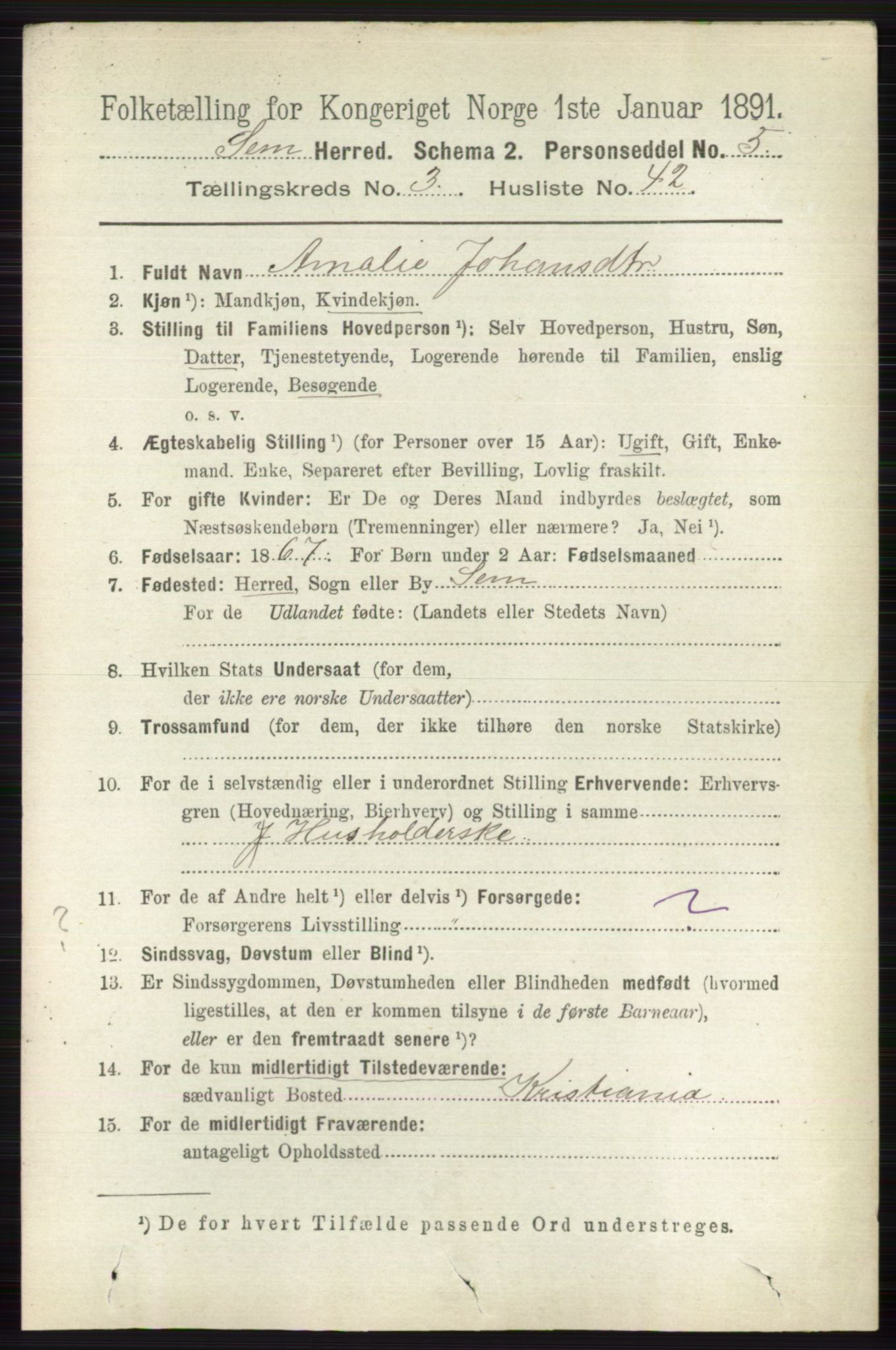 RA, 1891 census for 0721 Sem, 1891, p. 1319