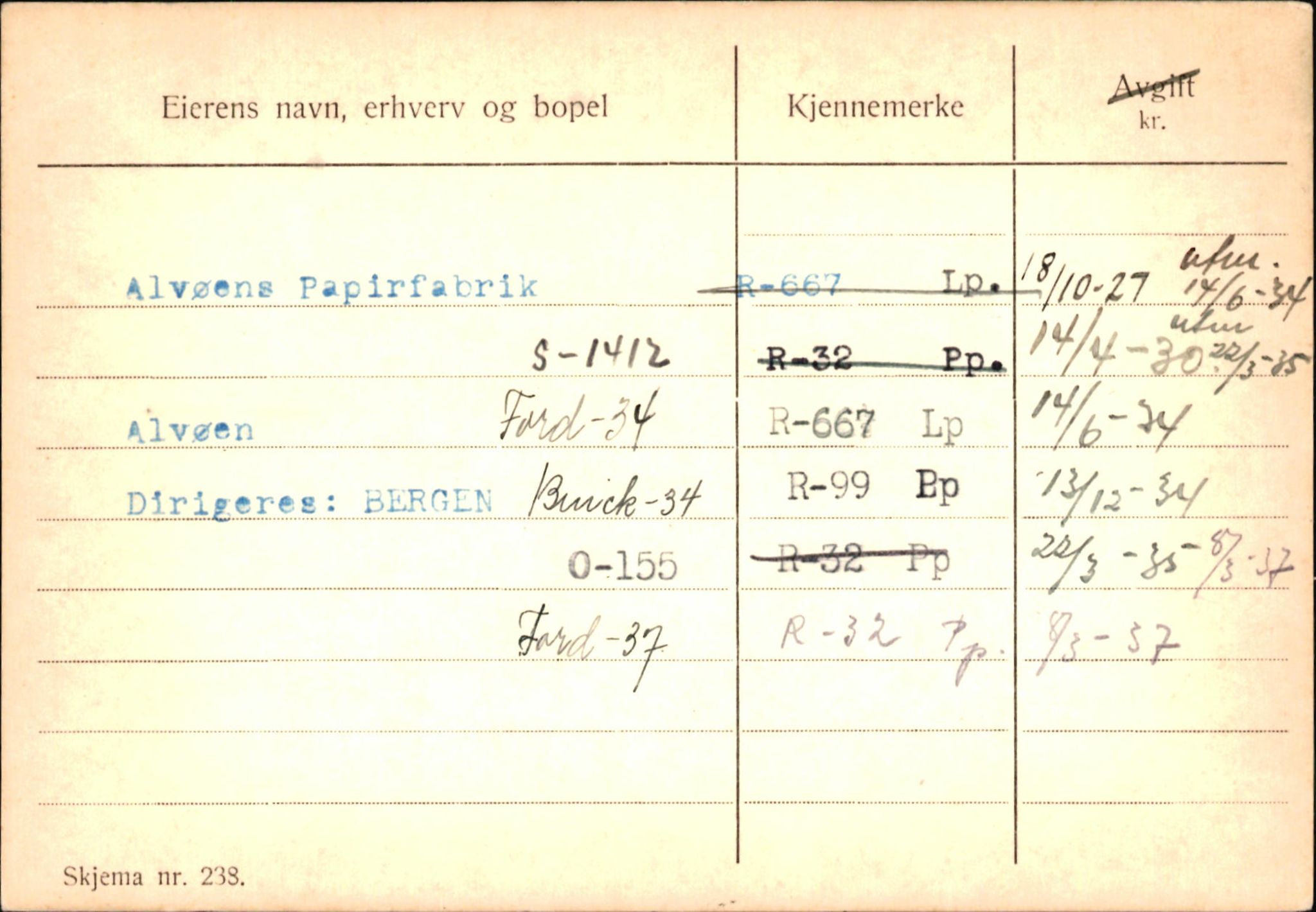 Statens vegvesen, Hordaland vegkontor, SAB/A-5201/2/Ha/L0001: R-eierkort A, 1920-1971, p. 716
