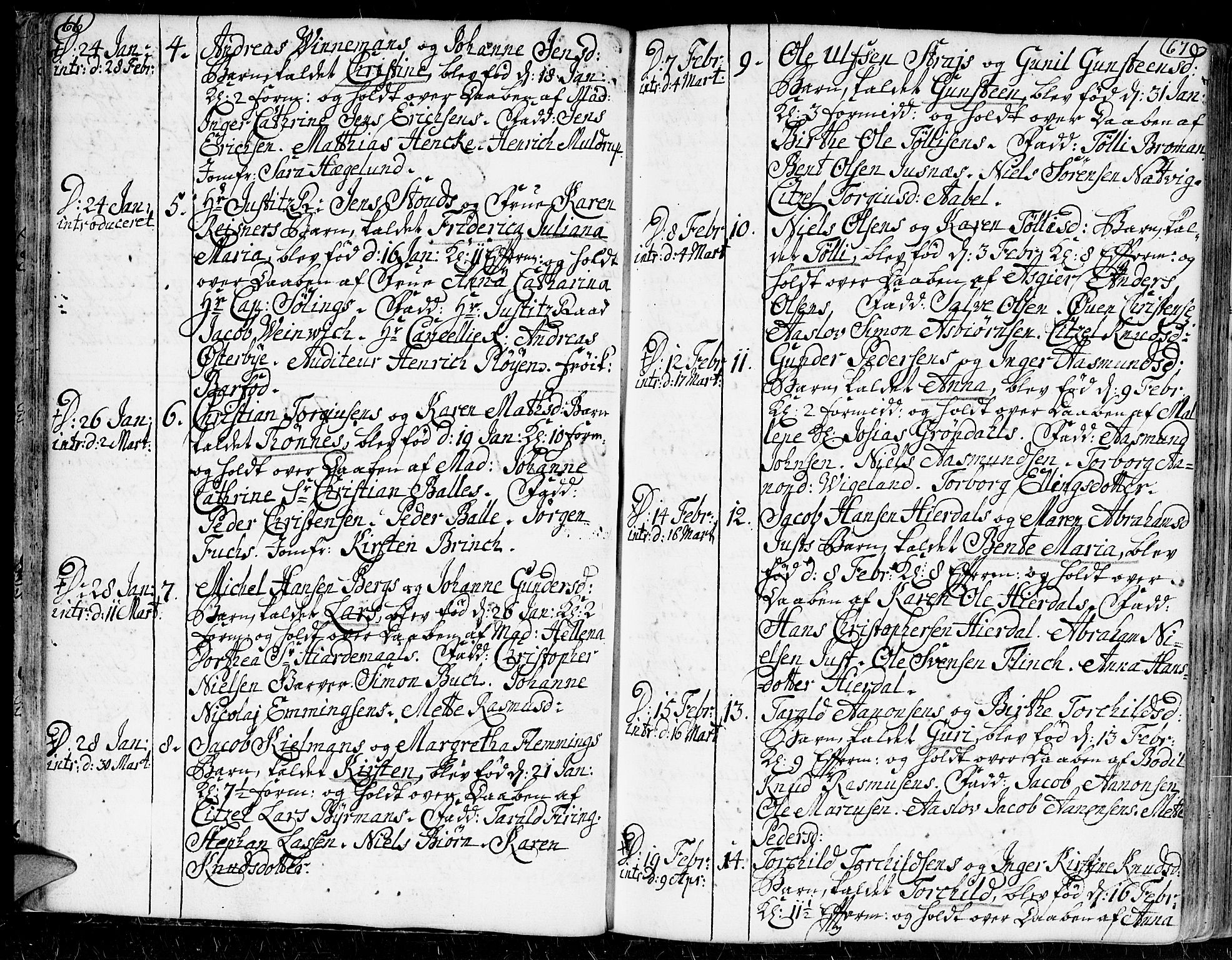 Kristiansand domprosti, SAK/1112-0006/F/Fa/L0002: Parish register (official) no. A 2, 1755-1778, p. 66-67