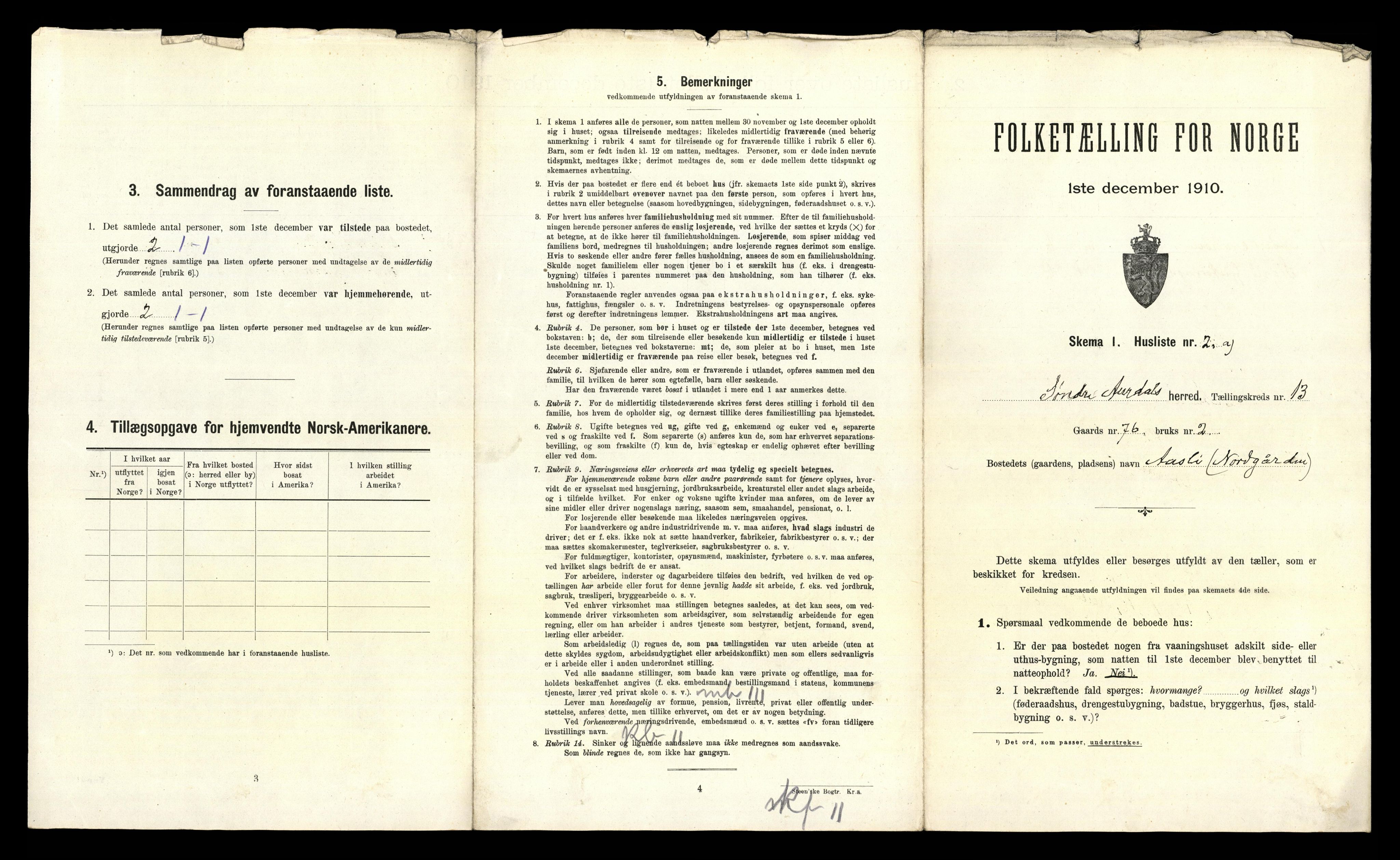 RA, 1910 census for Sør-Aurdal, 1910, p. 1325