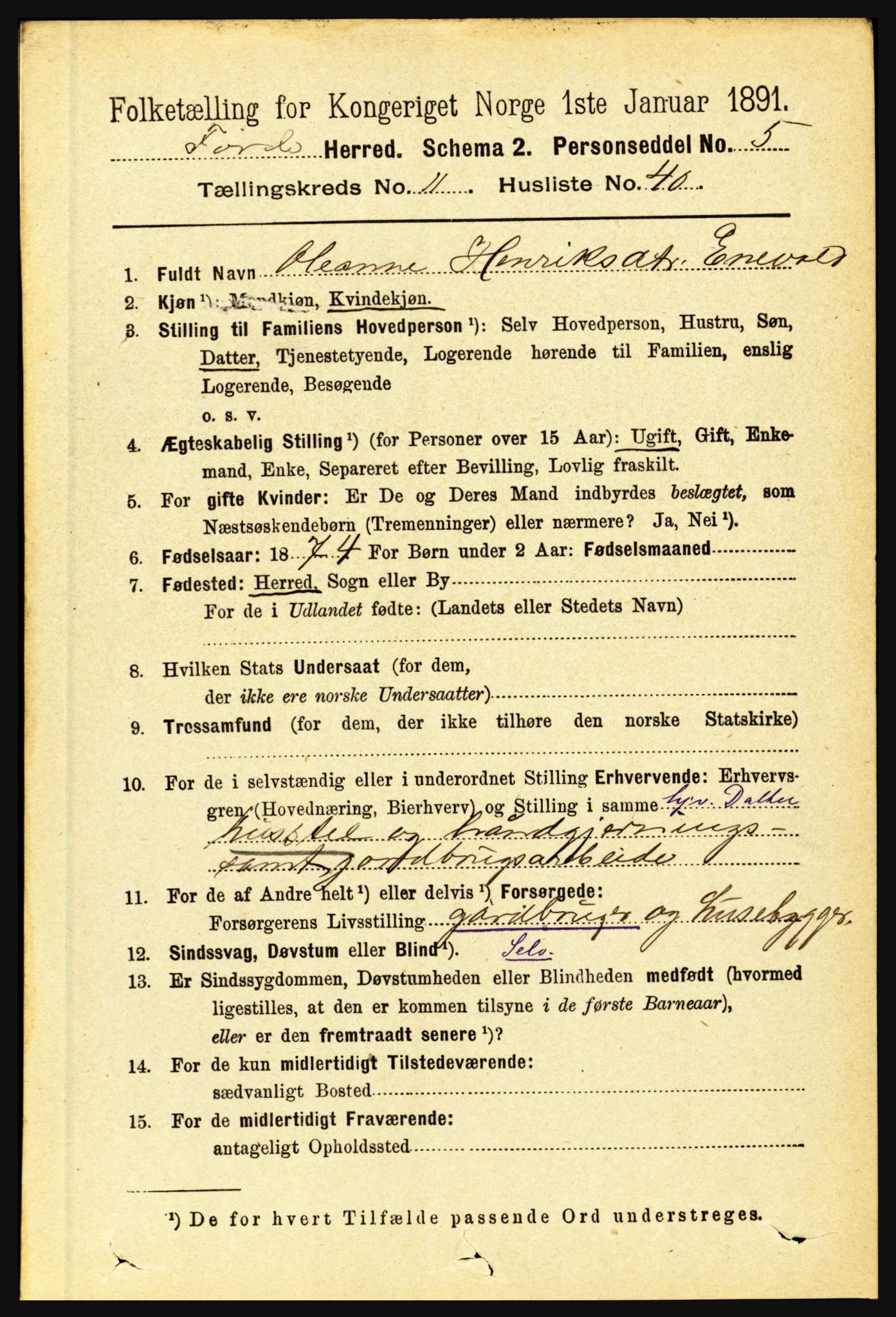 RA, 1891 census for 1432 Førde, 1891, p. 4238