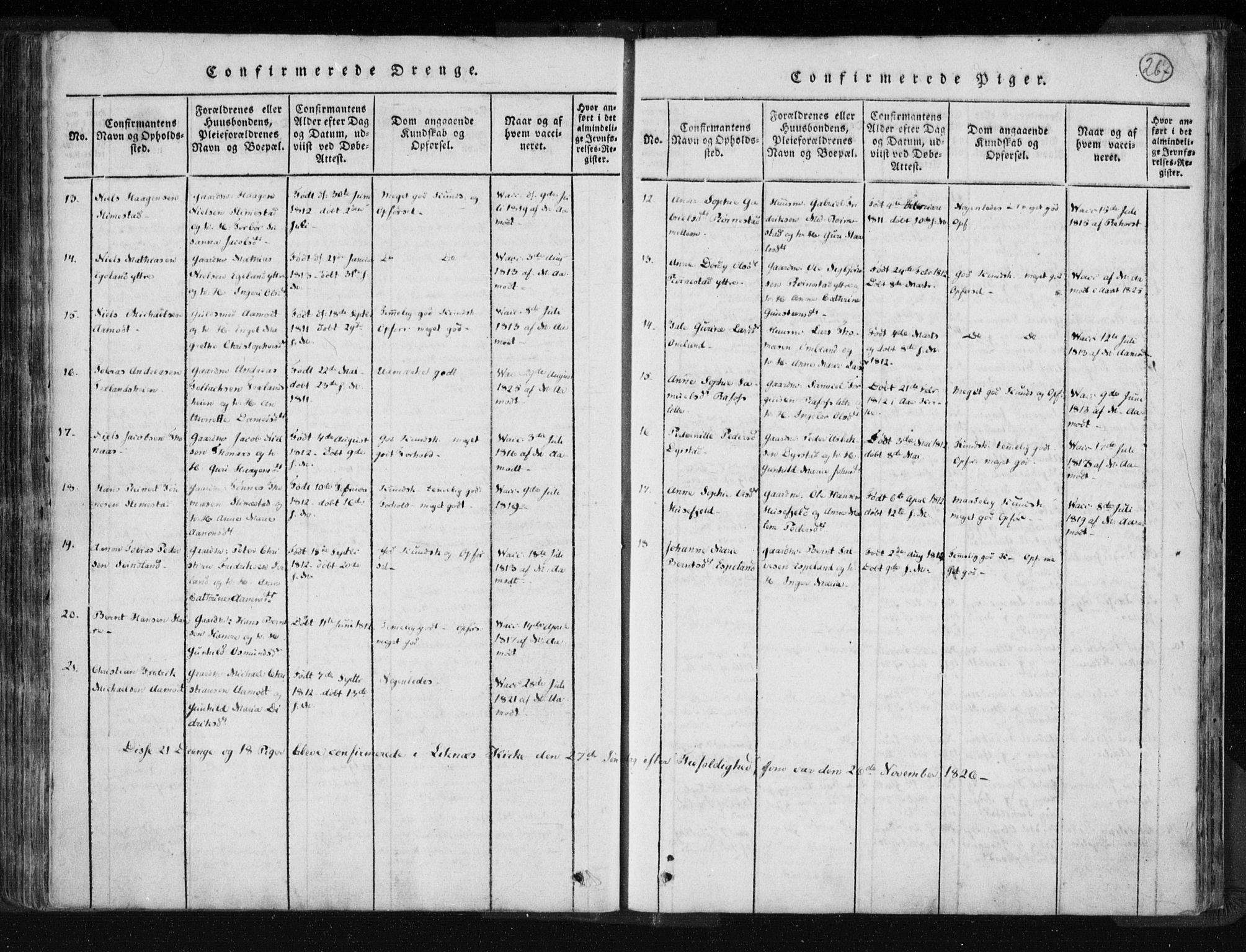 Kvinesdal sokneprestkontor, AV/SAK-1111-0026/F/Fa/Fab/L0003: Parish register (official) no. A 3, 1815-1829, p. 267