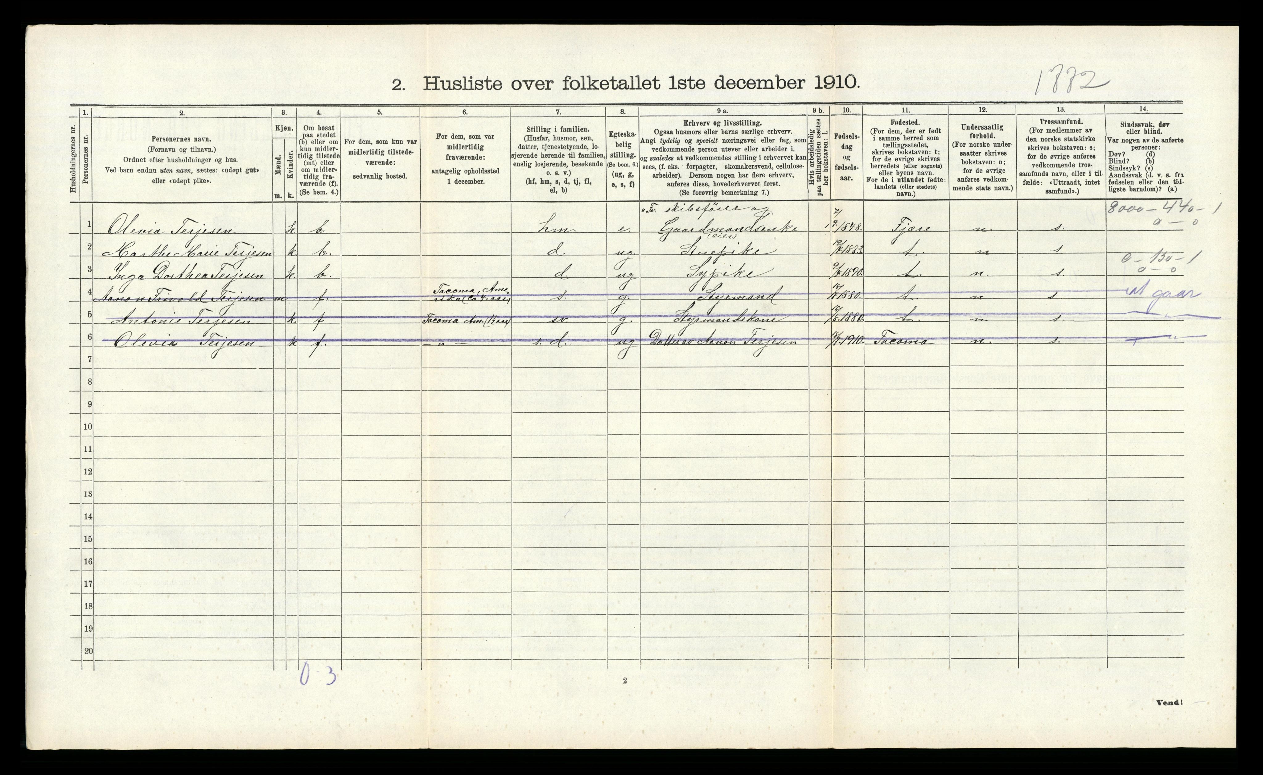 RA, 1910 census for Øyestad, 1910, p. 667