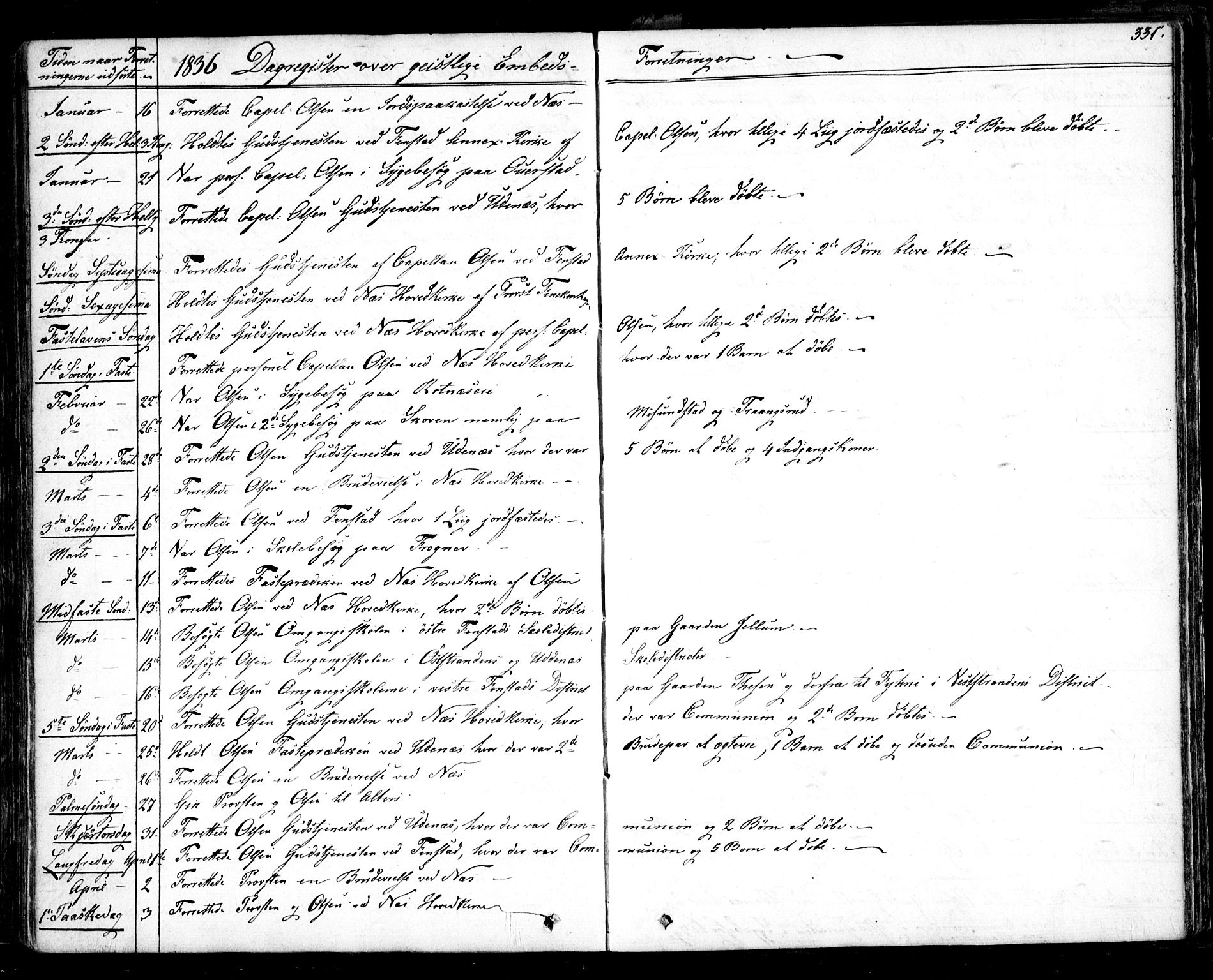 Nes prestekontor Kirkebøker, AV/SAO-A-10410/F/Fa/L0006: Parish register (official) no. I 6, 1833-1845, p. 331