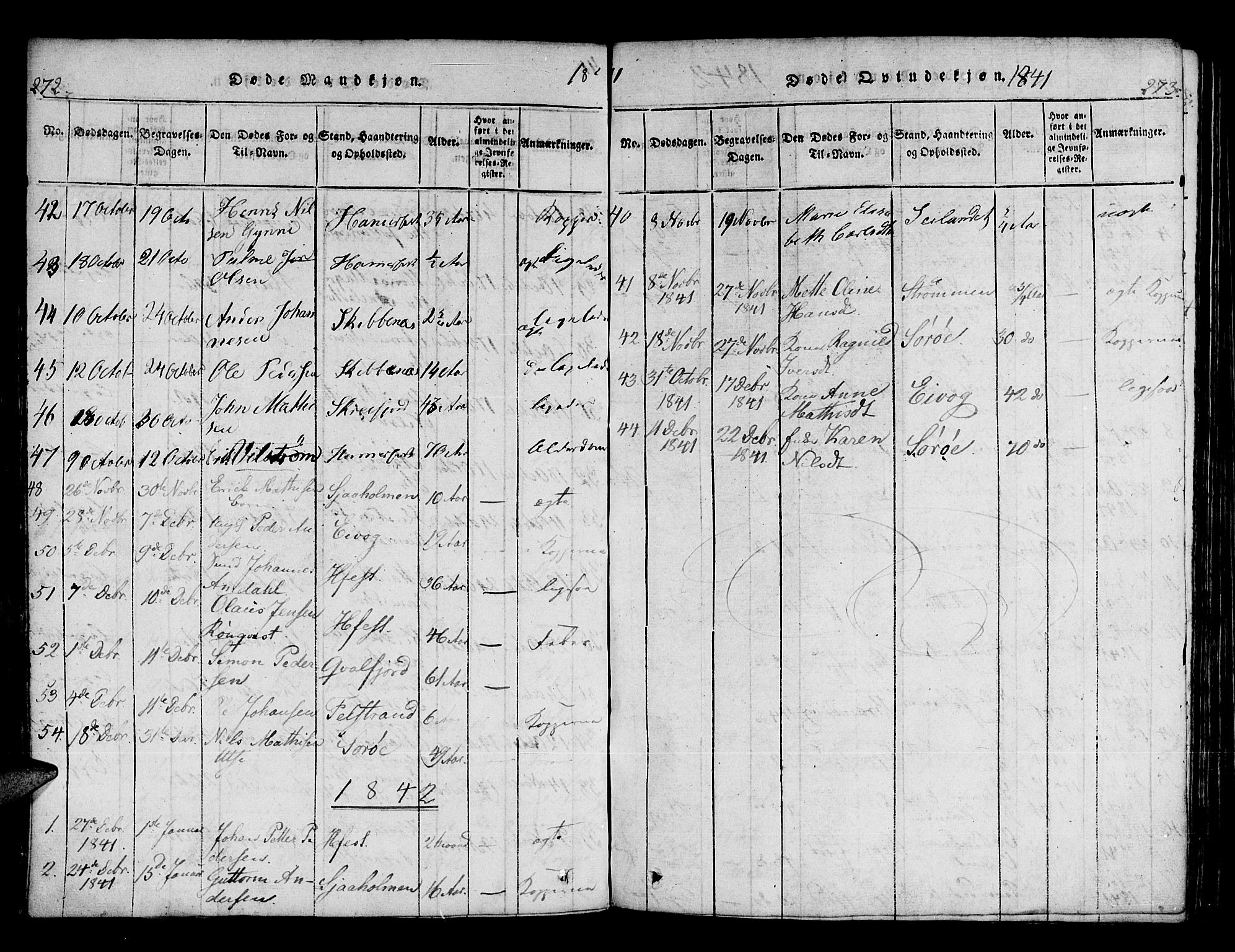 Hammerfest sokneprestkontor, SATØ/S-1347/H/Ha/L0003.kirke: Parish register (official) no. 3, 1821-1842, p. 272-273