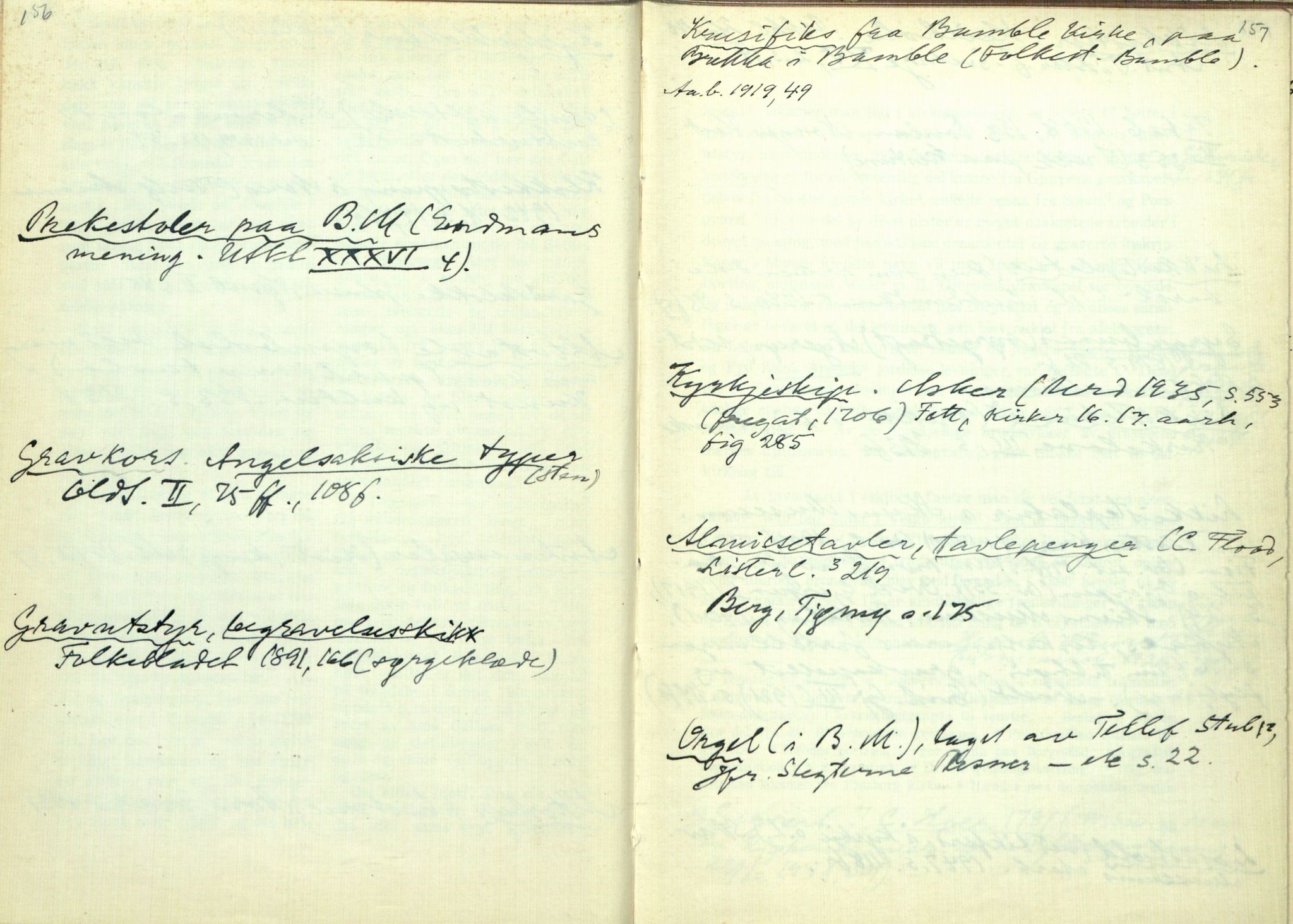 Rikard Berge, TEMU/TGM-A-1003/H/L0097: 97: Utklypp. Register ll, 1927, p. 156-157