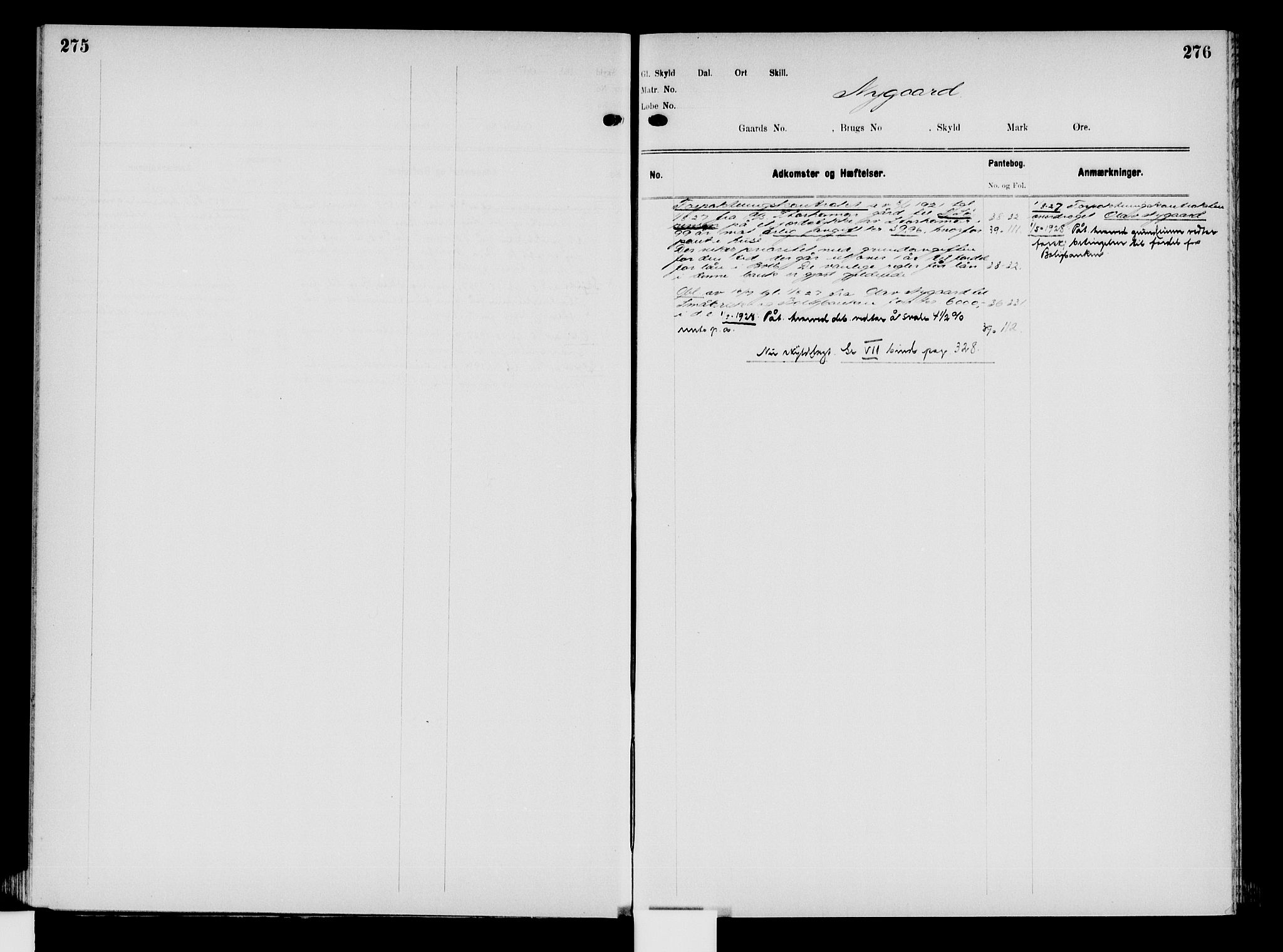 Nord-Hedmark sorenskriveri, SAH/TING-012/H/Ha/Had/Hade/L0008: Mortgage register no. 4.8, 1923-1940, p. 275-276