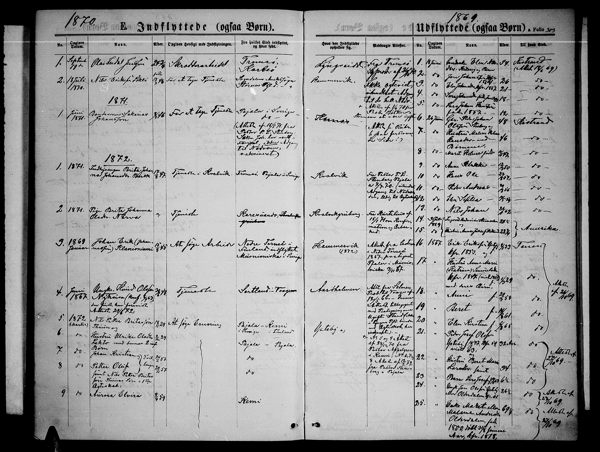 Lyngen sokneprestembete, SATØ/S-1289/H/He/Heb/L0004klokker: Parish register (copy) no. 4, 1868-1878, p. 303