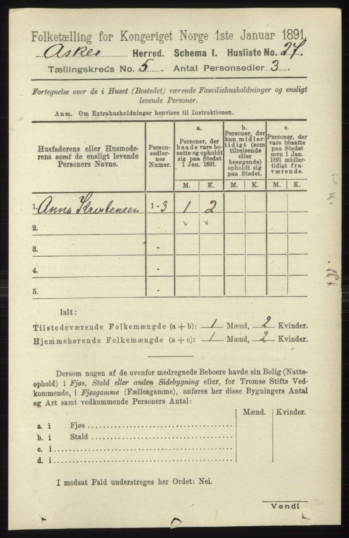 RA, 1891 census for 0220 Asker, 1891, p. 3659