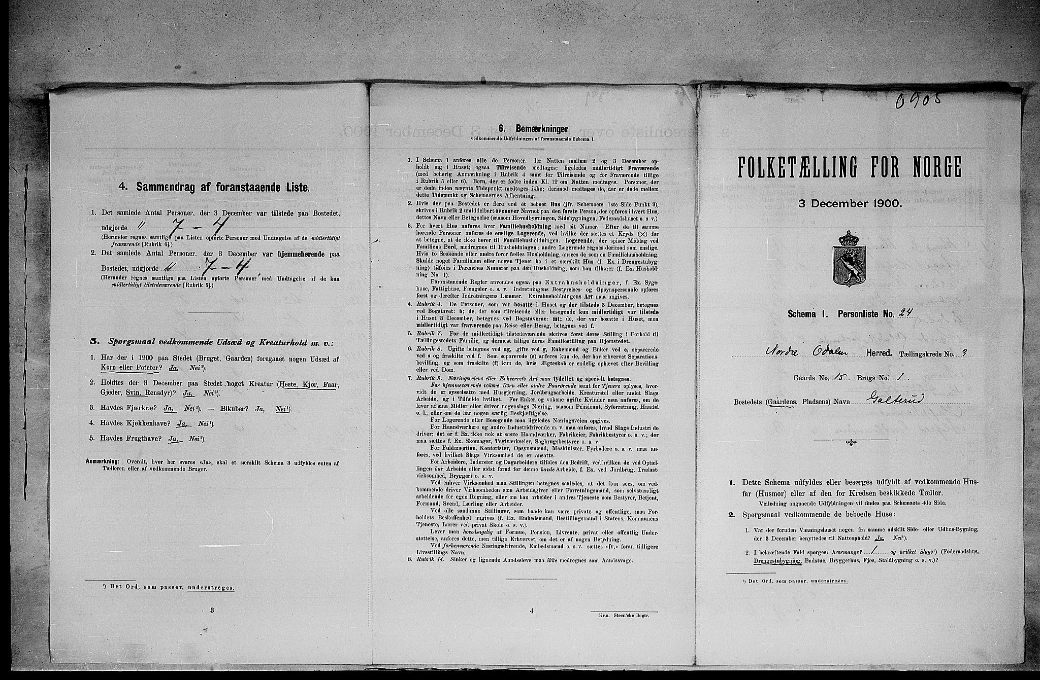 SAH, 1900 census for Nord-Odal, 1900, p. 334