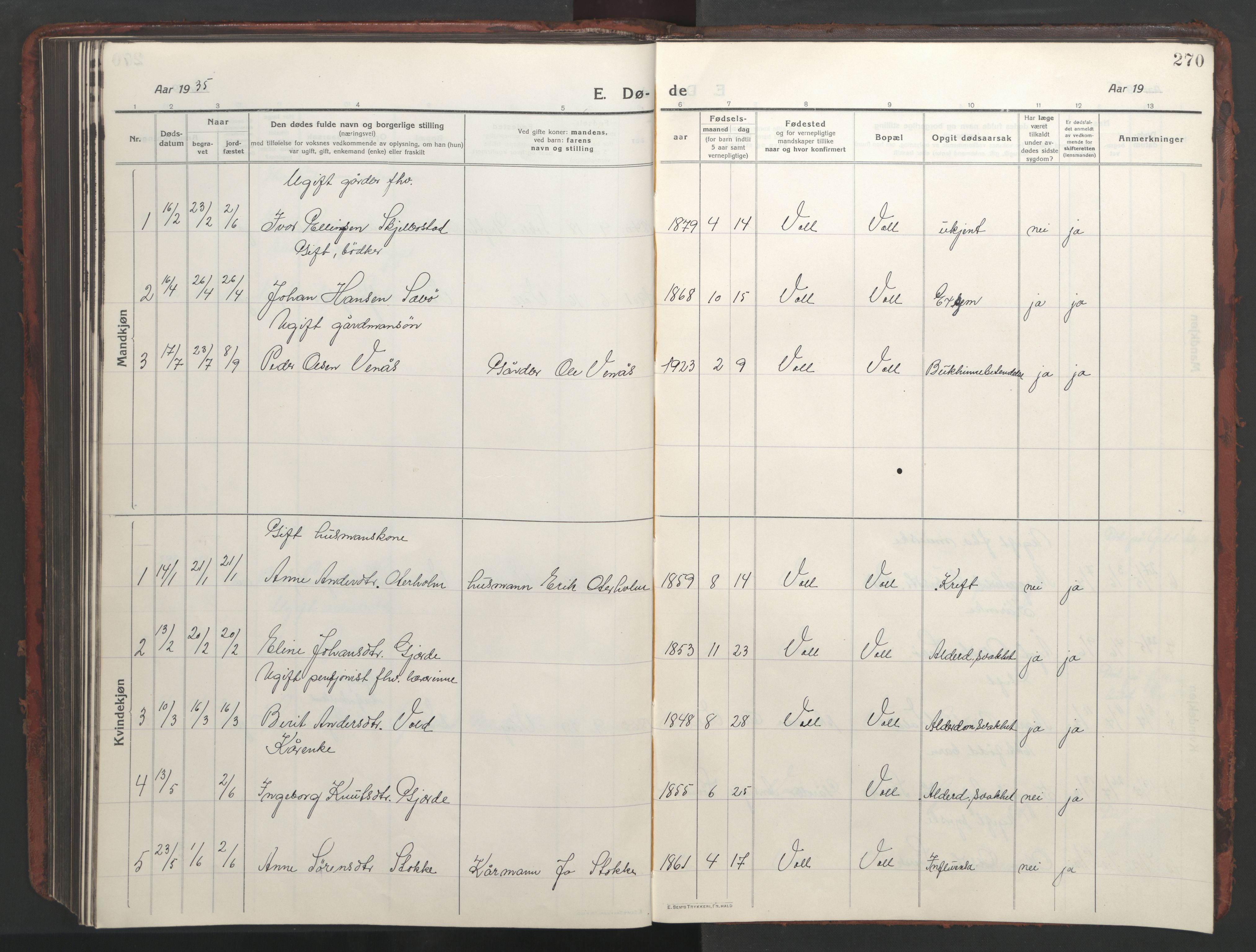 Ministerialprotokoller, klokkerbøker og fødselsregistre - Møre og Romsdal, AV/SAT-A-1454/543/L0565: Parish register (copy) no. 543C03, 1916-1955, p. 270