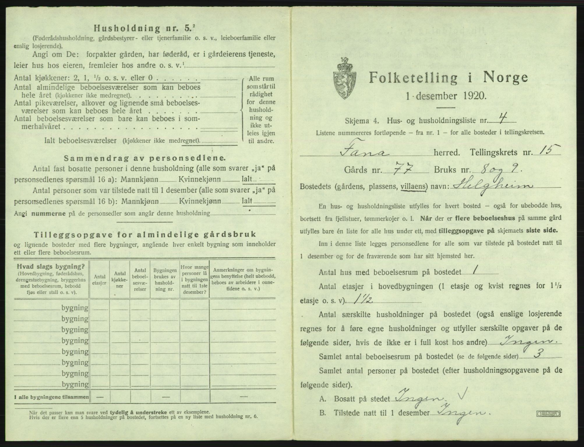 SAB, 1920 census for Fana, 1920, p. 2474