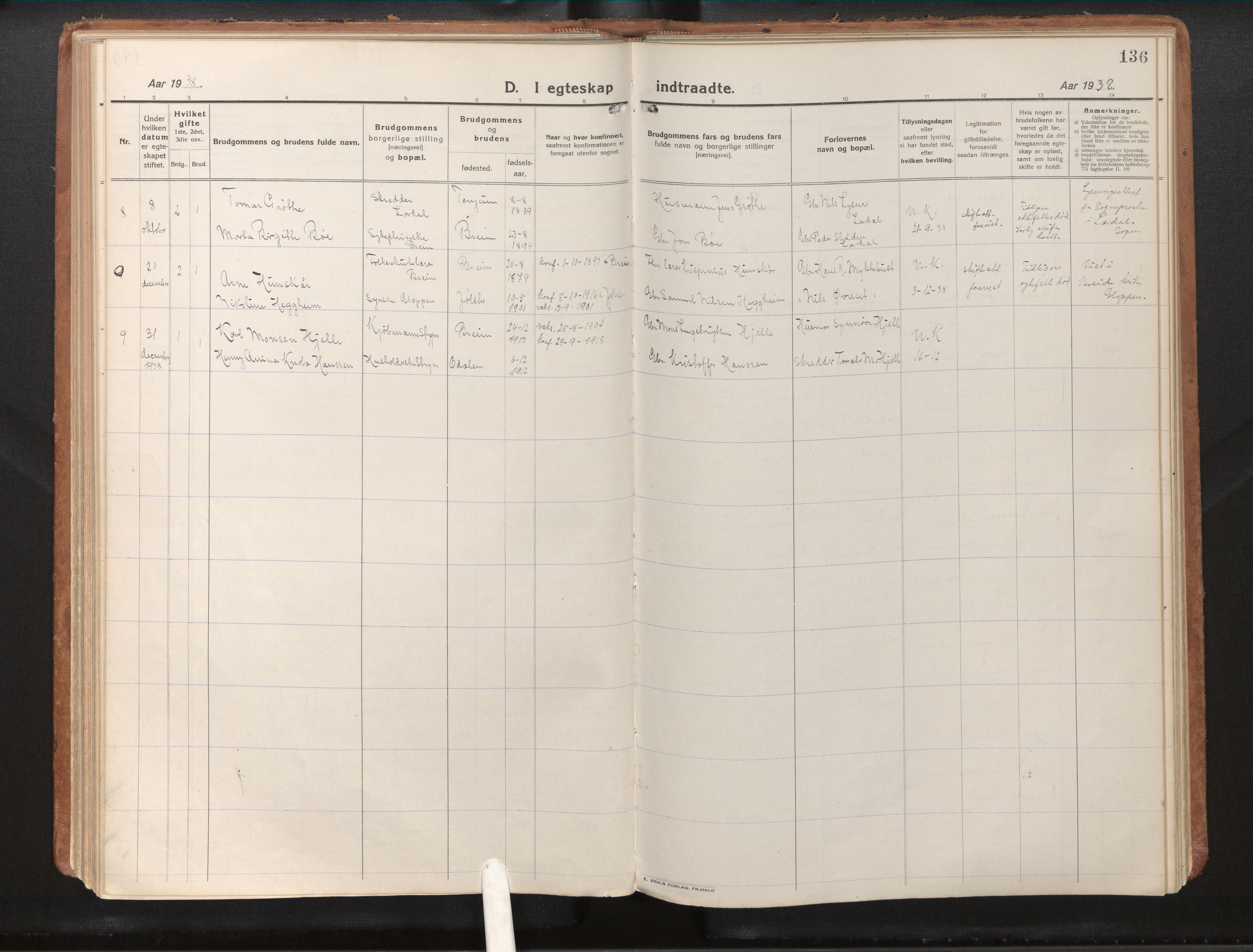 Gloppen sokneprestembete, SAB/A-80101/H/Haa/Haac/L0004: Parish register (official) no. C 4, 1921-1949, p. 136