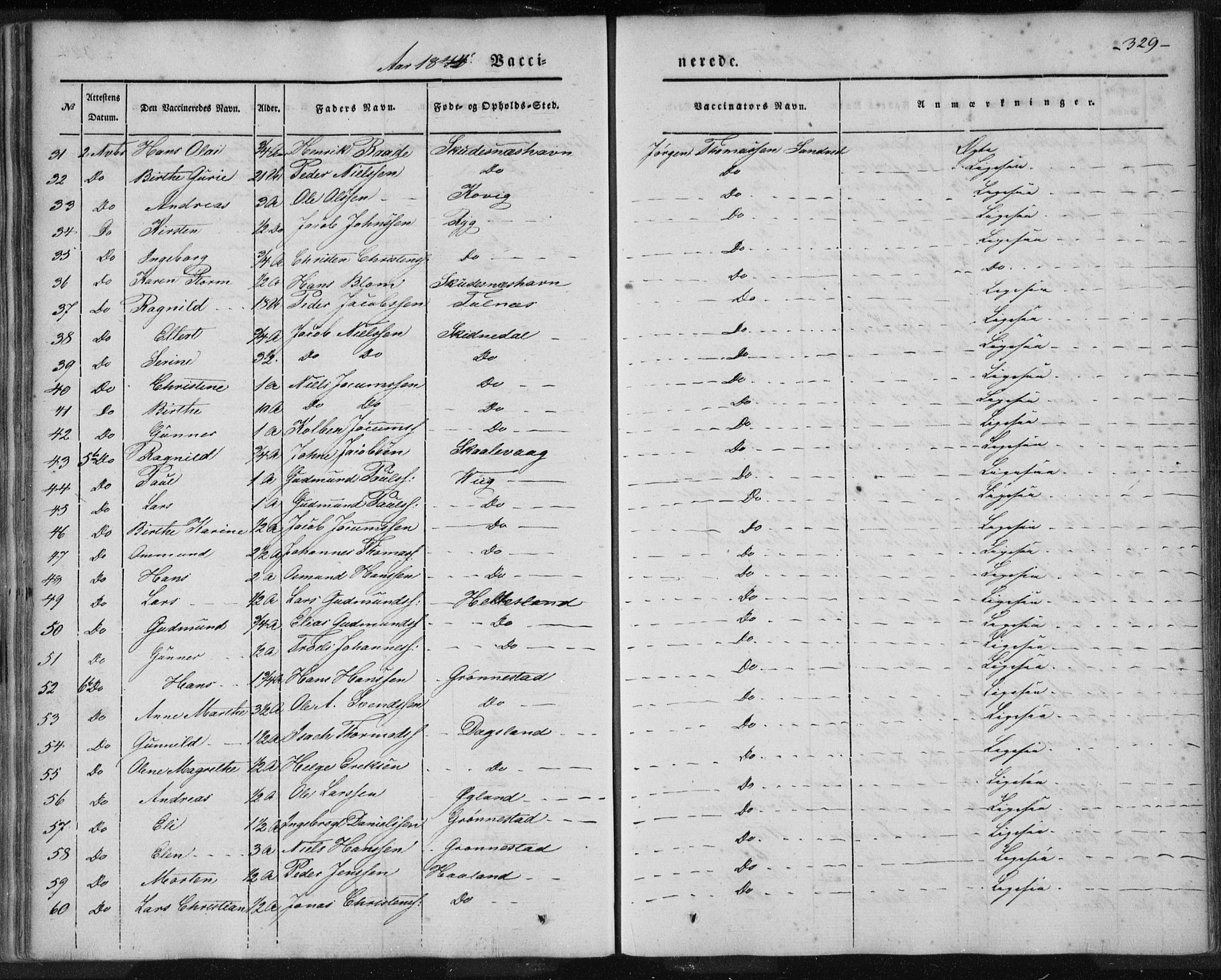 Skudenes sokneprestkontor, AV/SAST-A -101849/H/Ha/Haa/L0003: Parish register (official) no. A 2.2, 1841-1846, p. 329