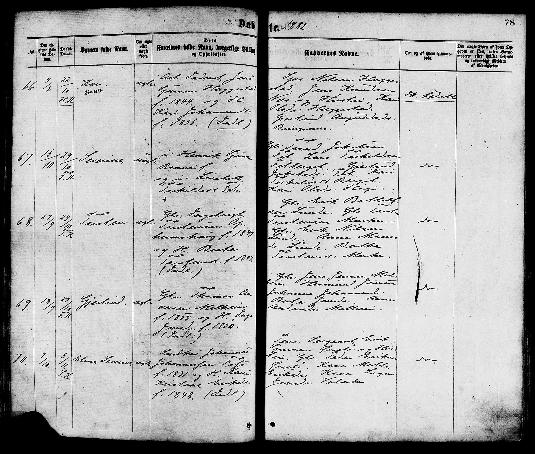 Hafslo sokneprestembete, AV/SAB-A-80301/H/Haa/Haaa/L0011: Parish register (official) no. A 11, 1873-1886, p. 78